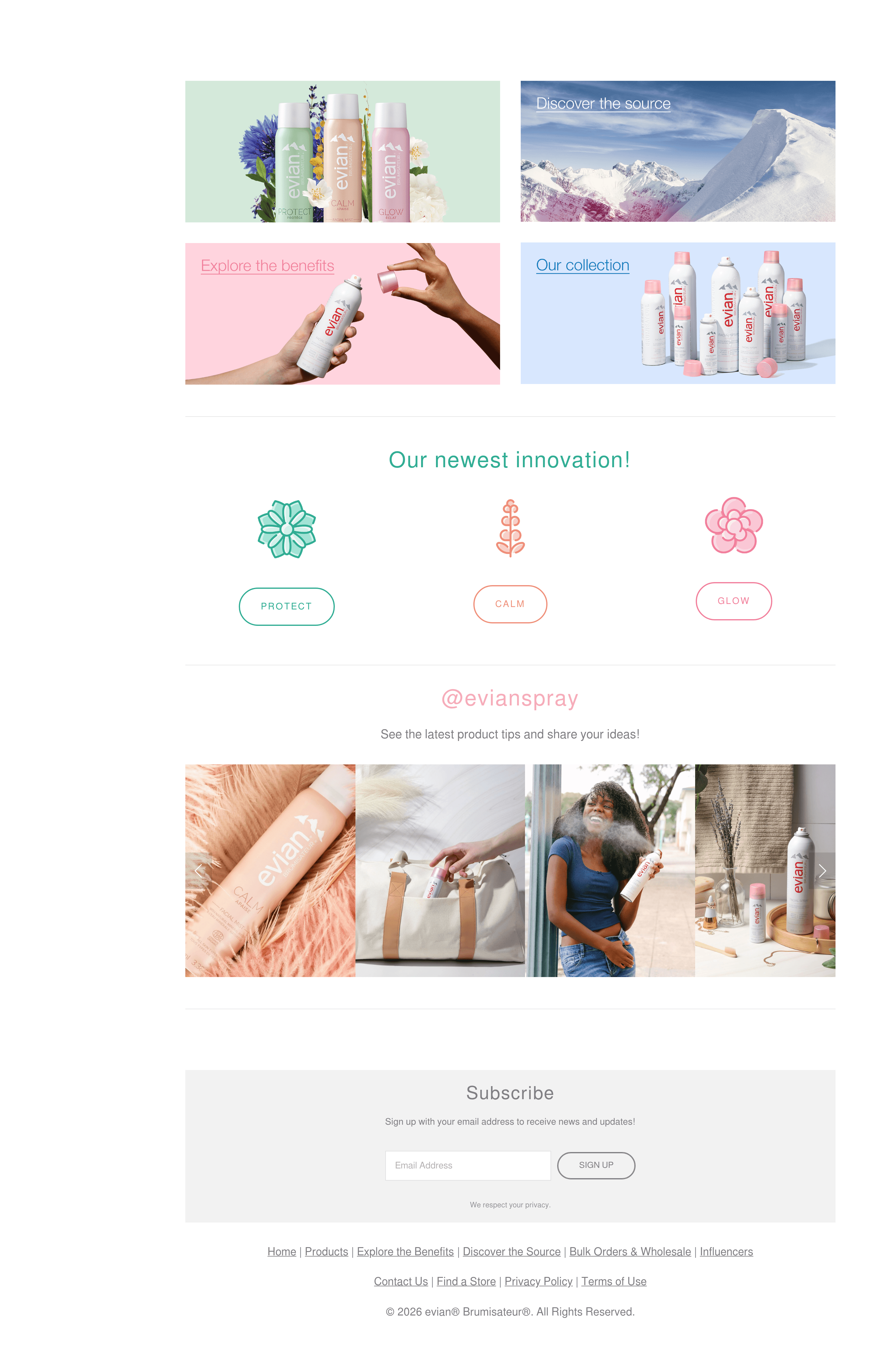 Evianspray landing page screenshot