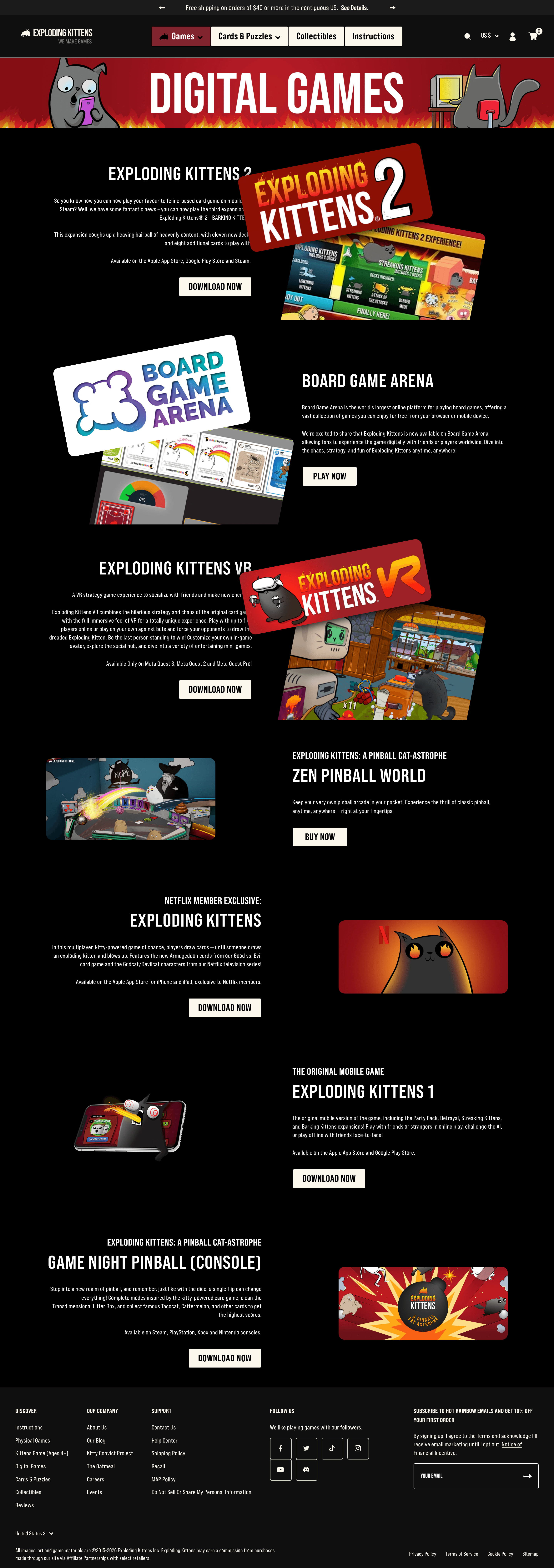 Explodingkittens landing page screenshot