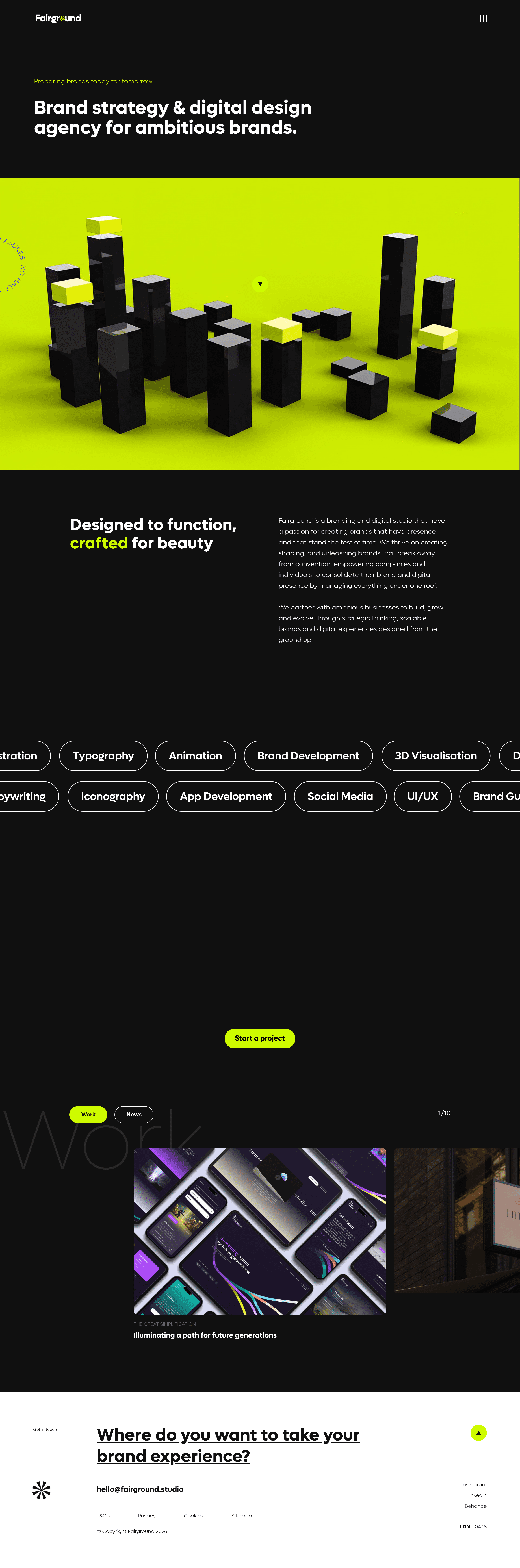 Fairground landing page screenshot