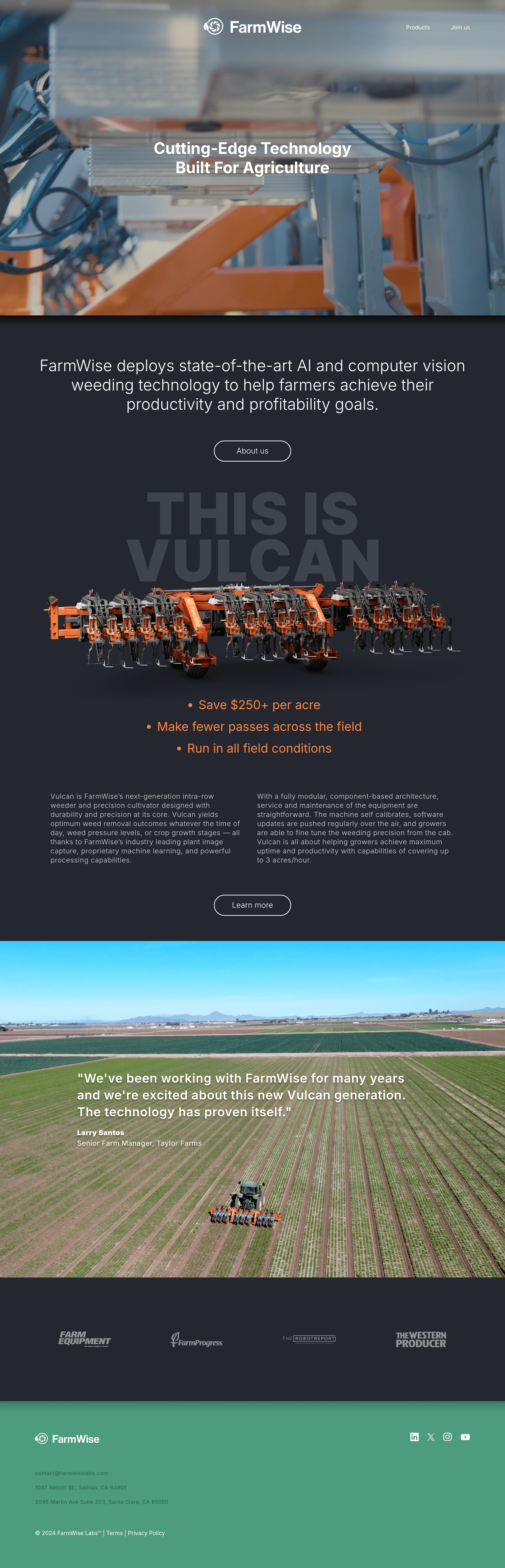 Farmwise landing page screenshot