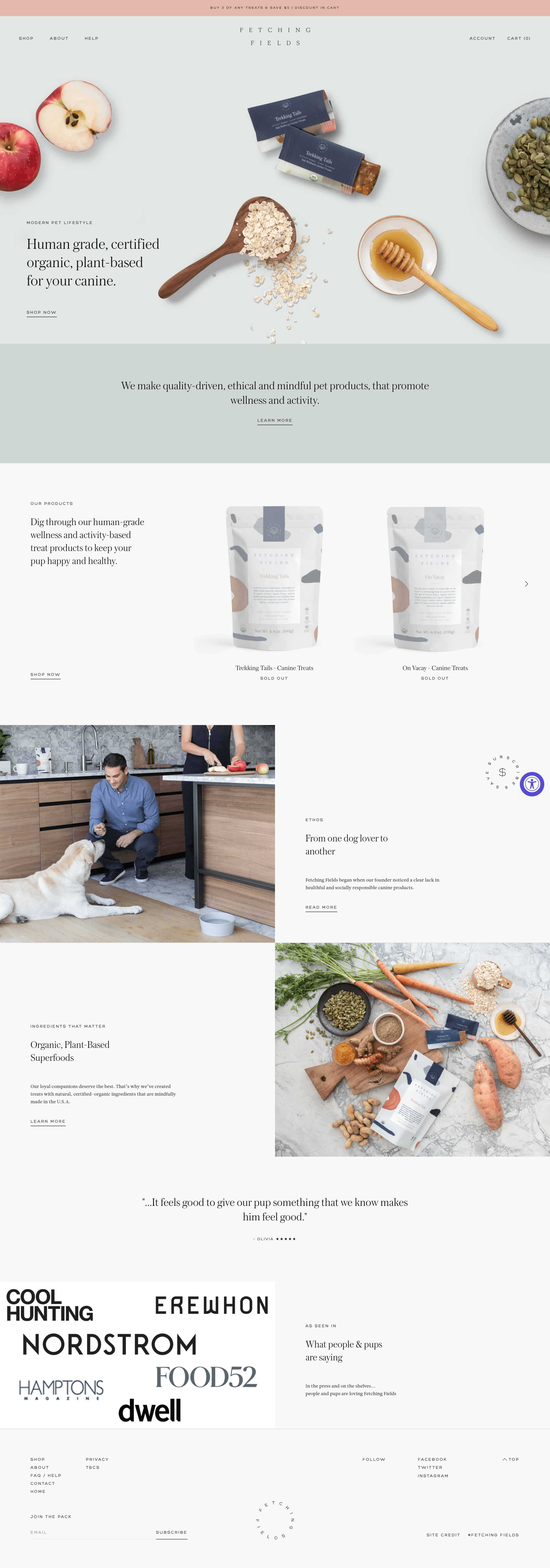 Fetching Fields landing page screenshot