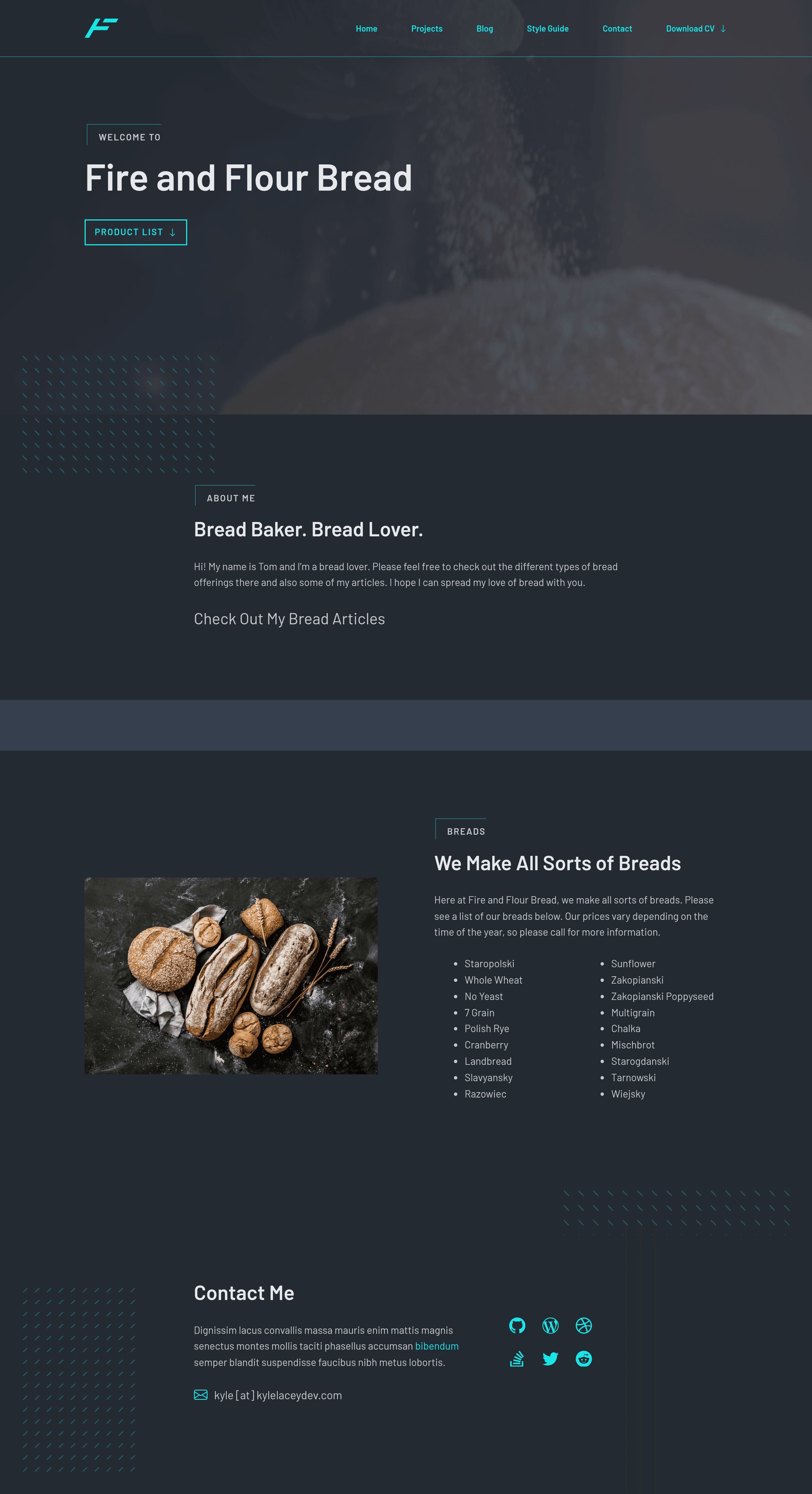 Fireandflourbread landing page screenshot