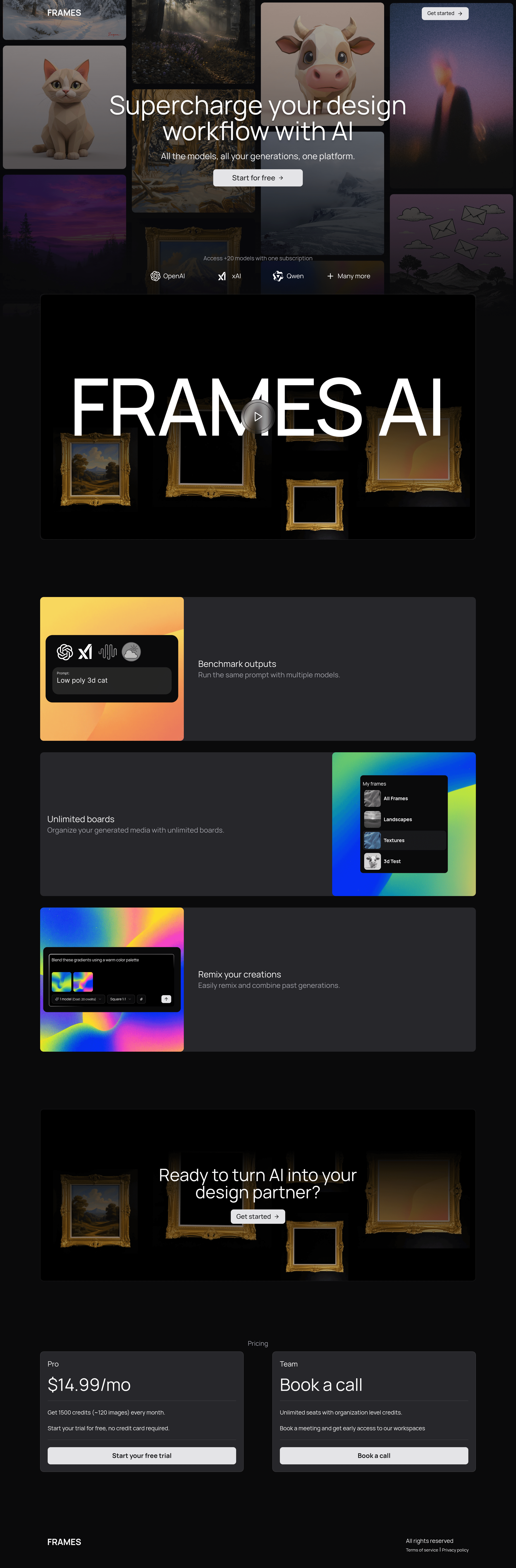 Frames landing page screenshot