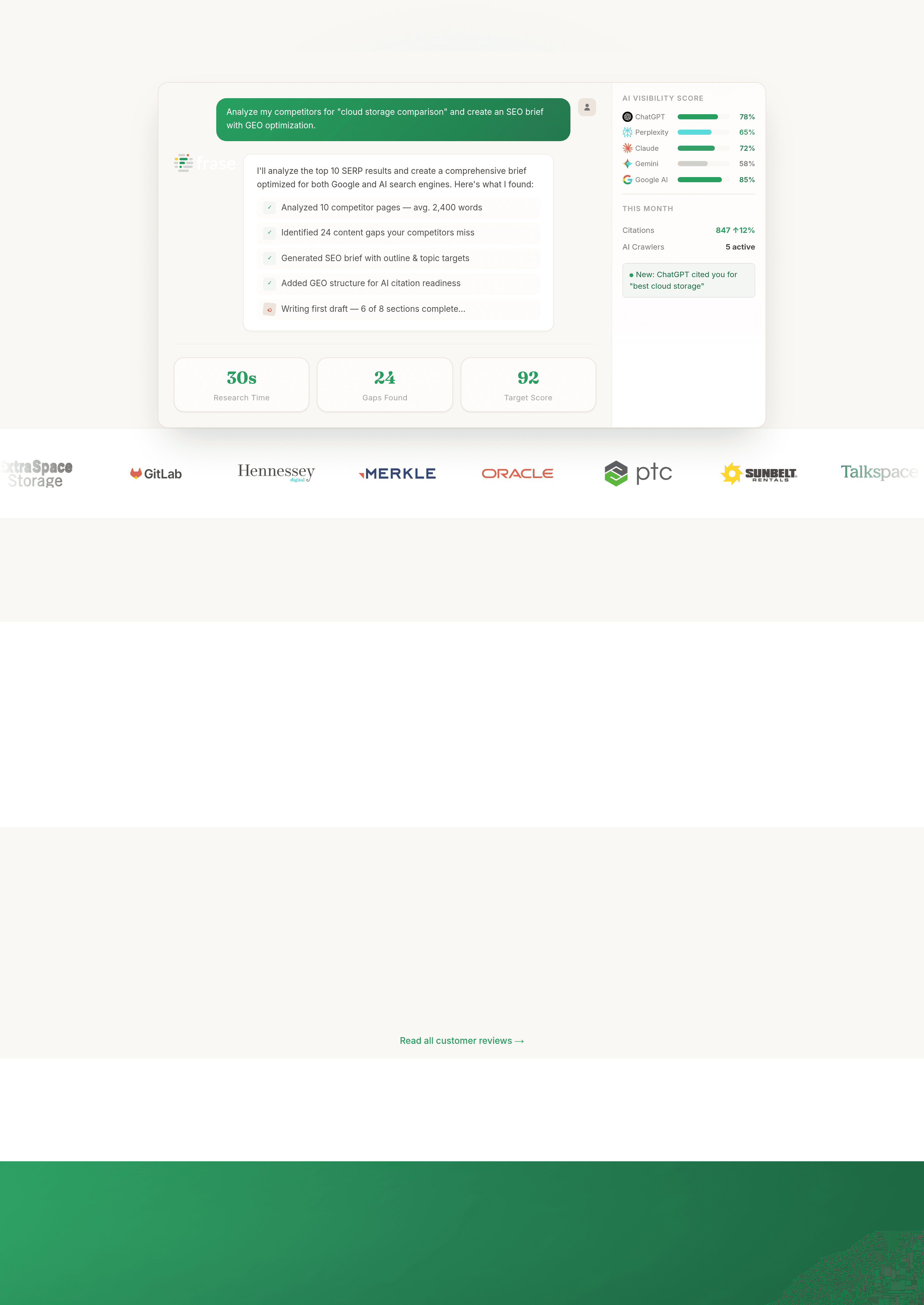 Frase landing page screenshot