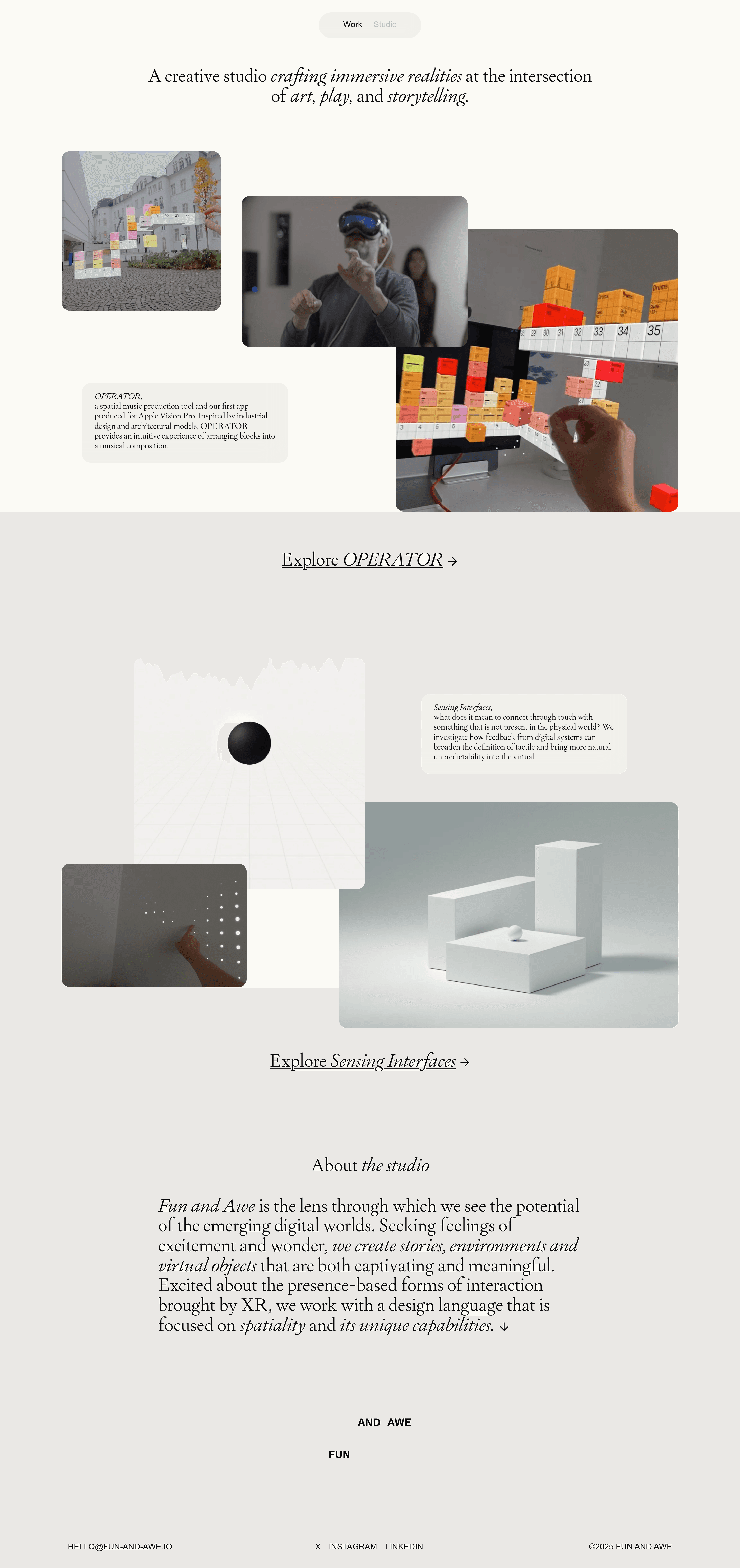 Fun and Awe Website Design landing page screenshot