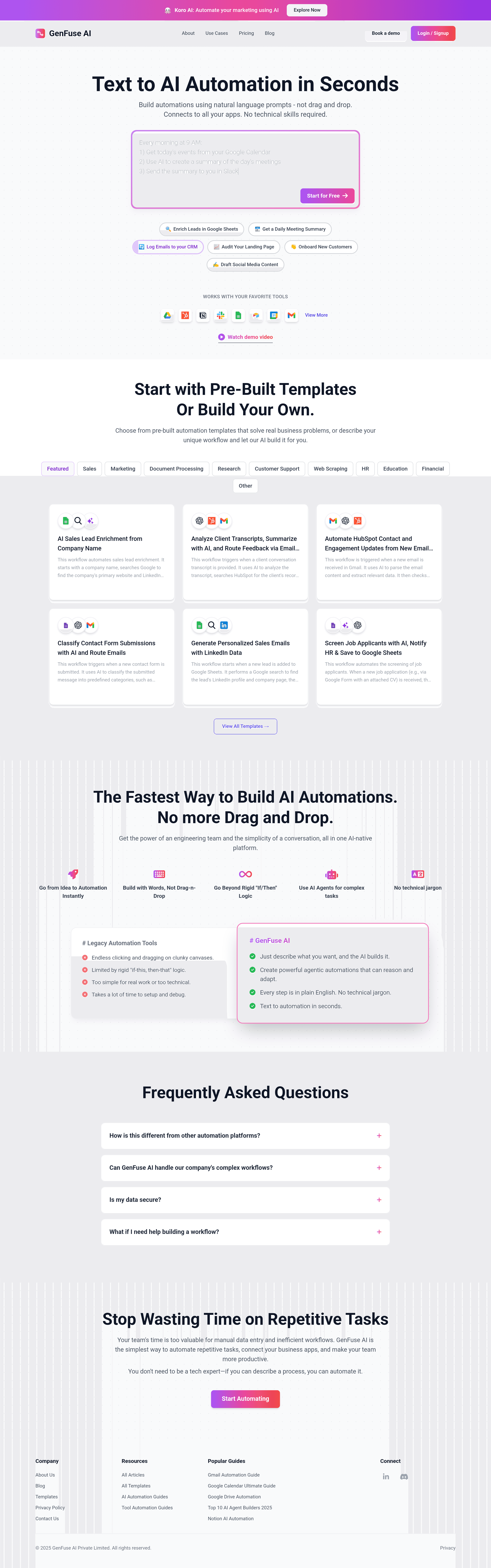 GenFuse AI landing page screenshot
