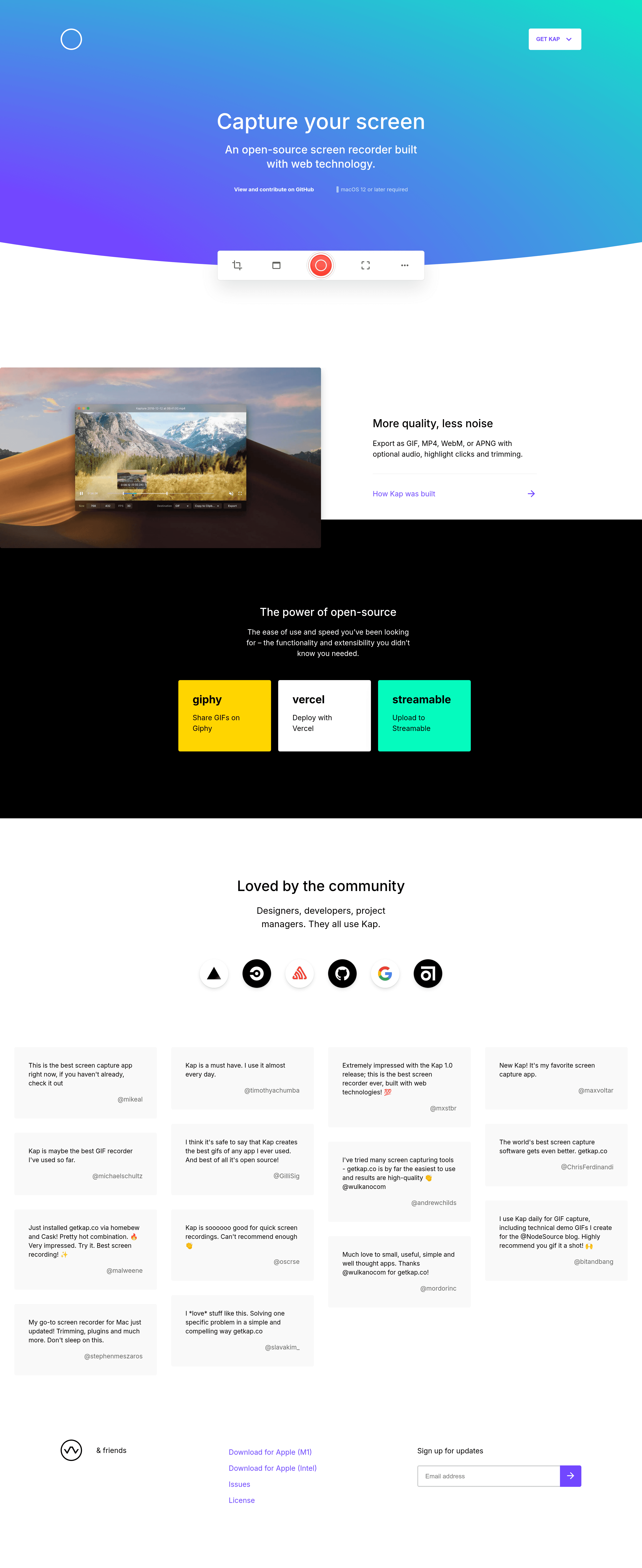 Getkap landing page screenshot