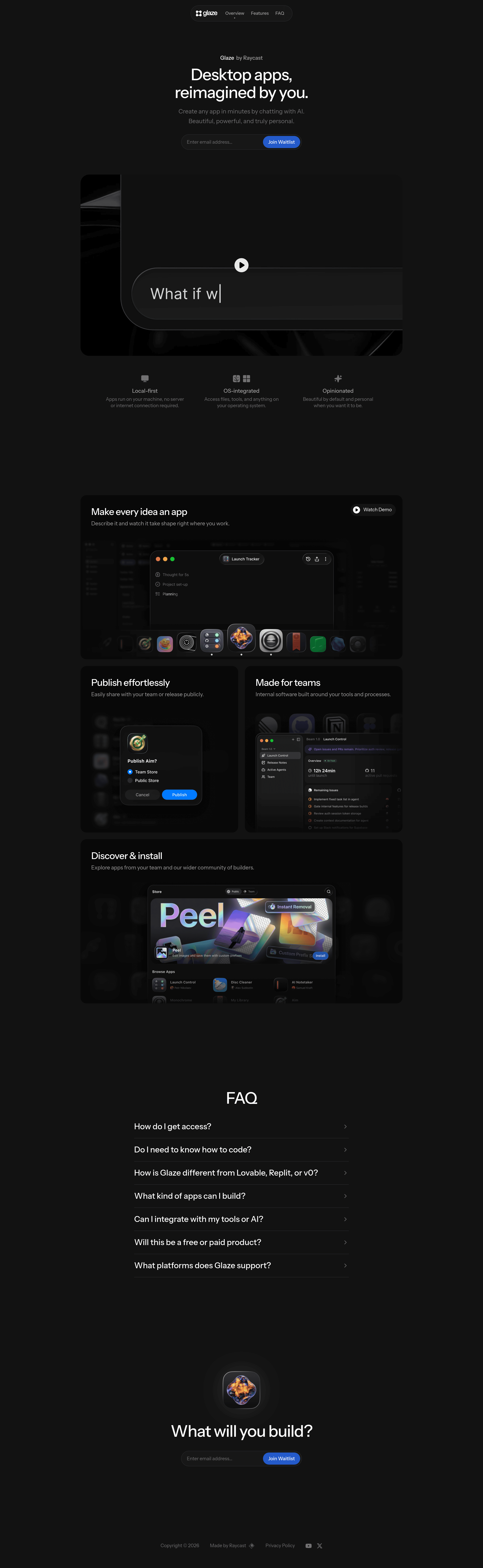 Glaze landing page screenshot