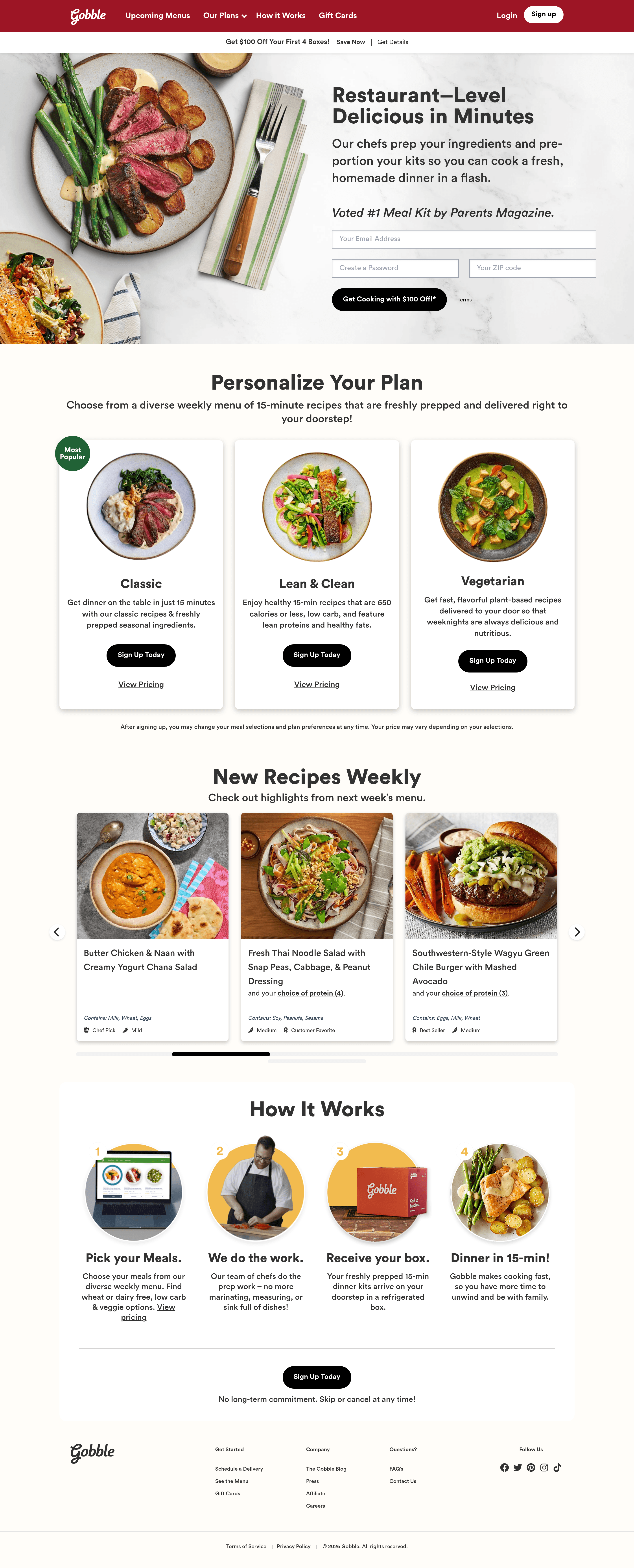 Gobble landing page screenshot