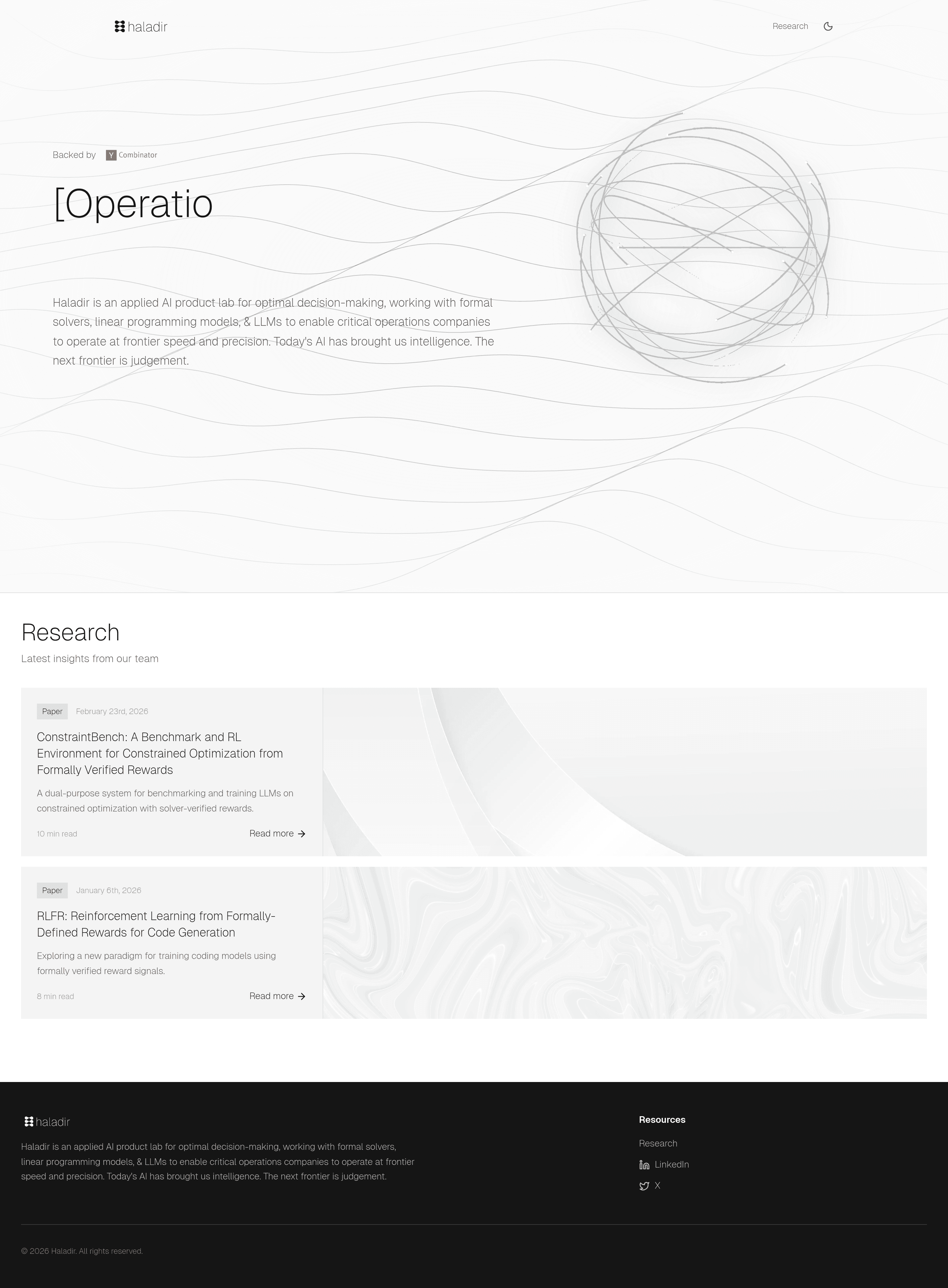 Haladir landing page screenshot