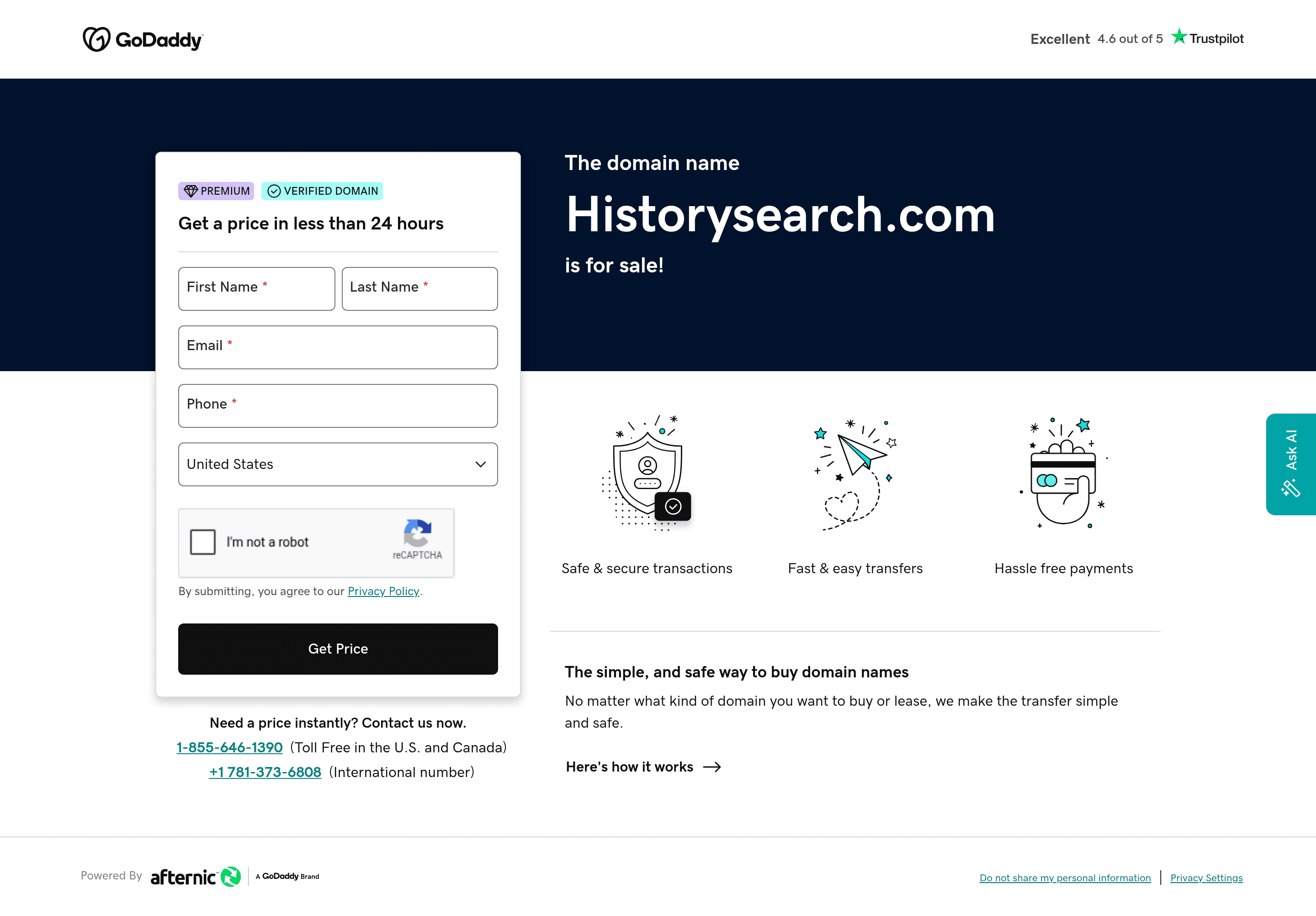 Historysearch landing page screenshot