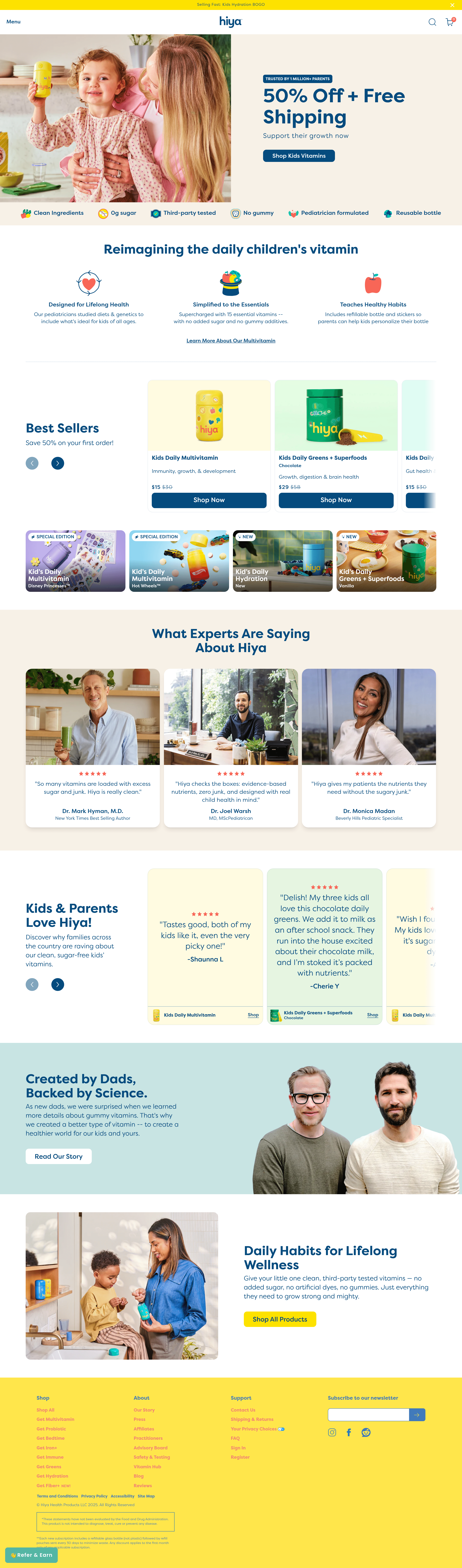 Hiyahealth landing page screenshot