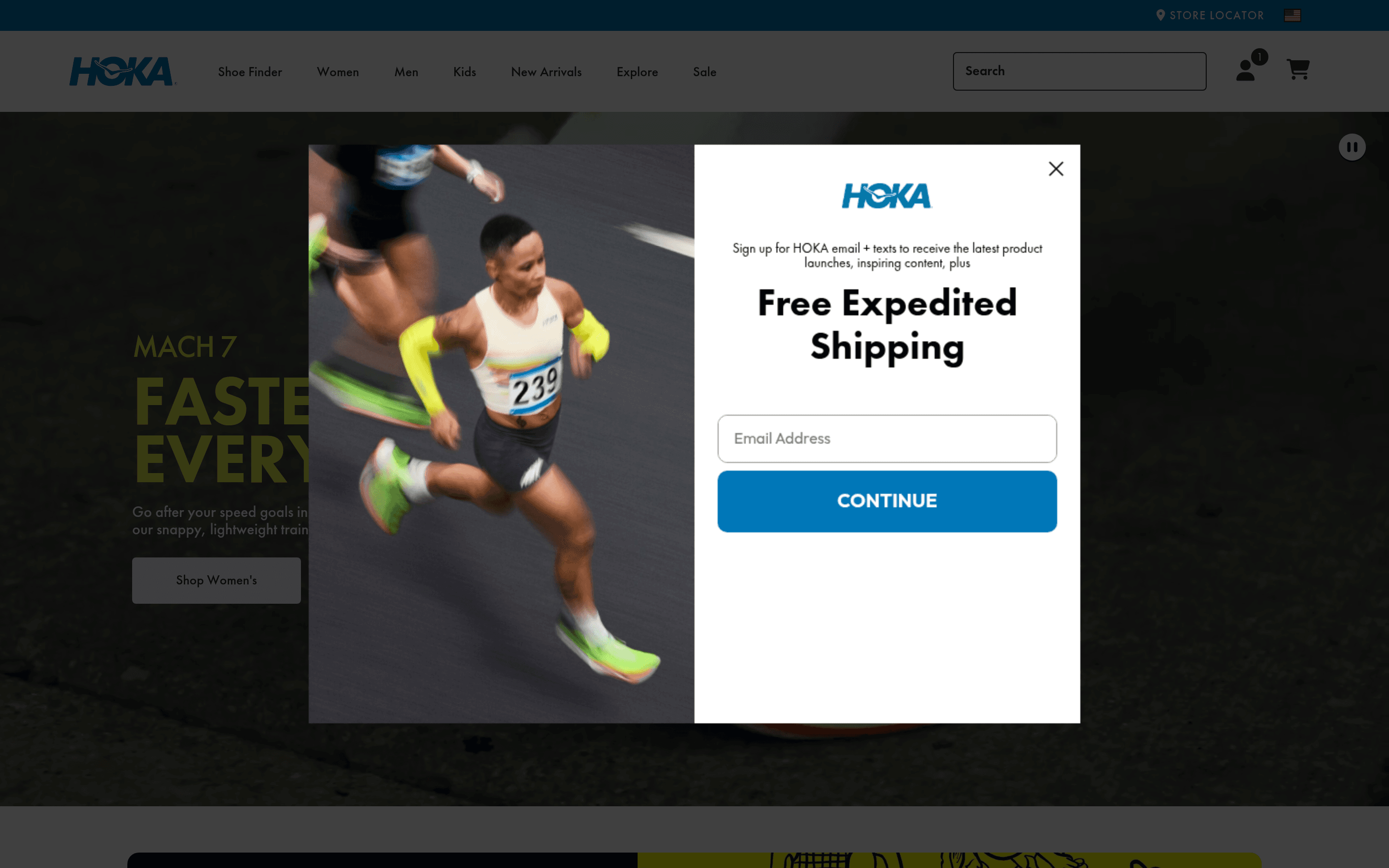 Hoka landing page screenshot