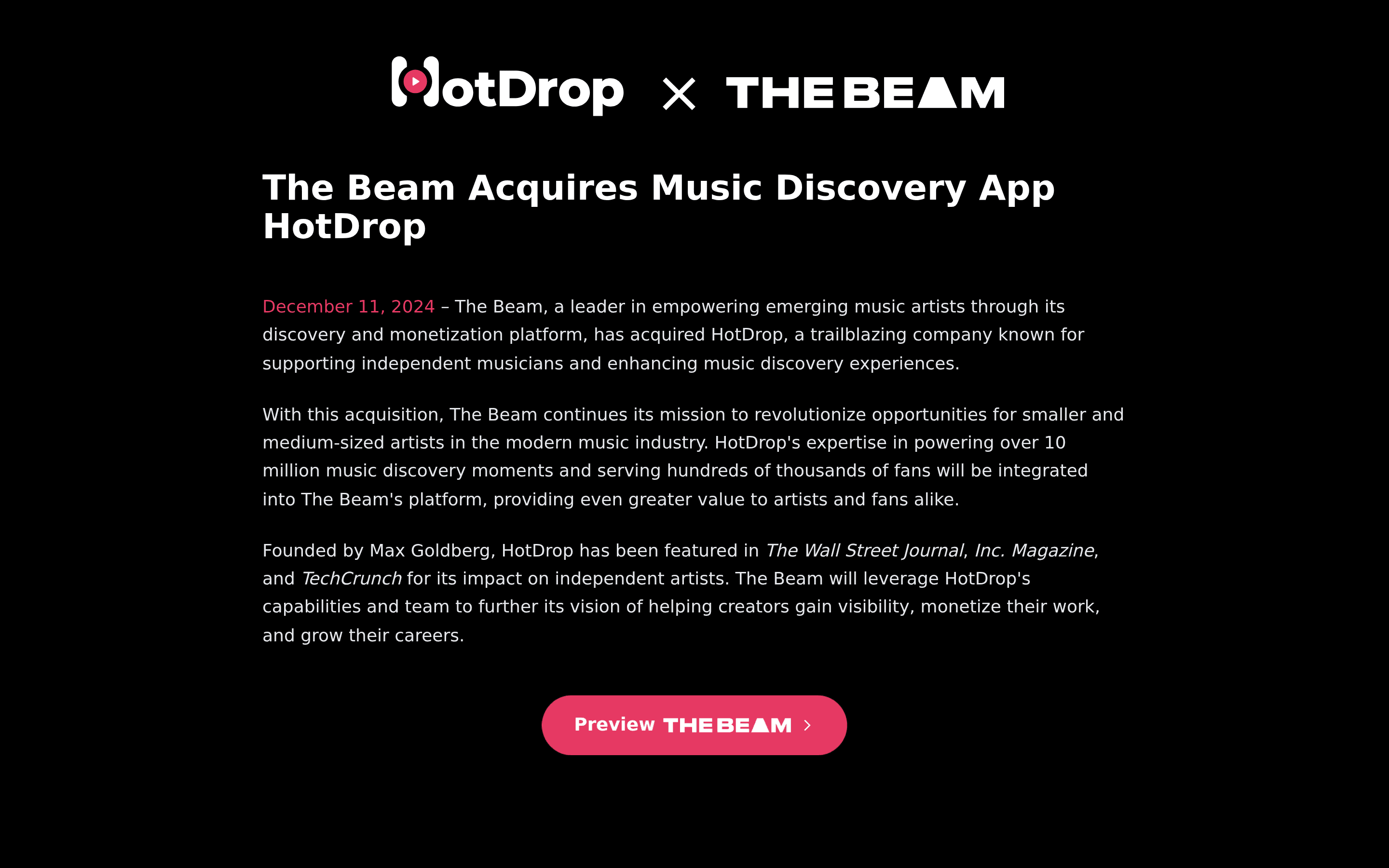 Hotdropapp landing page screenshot