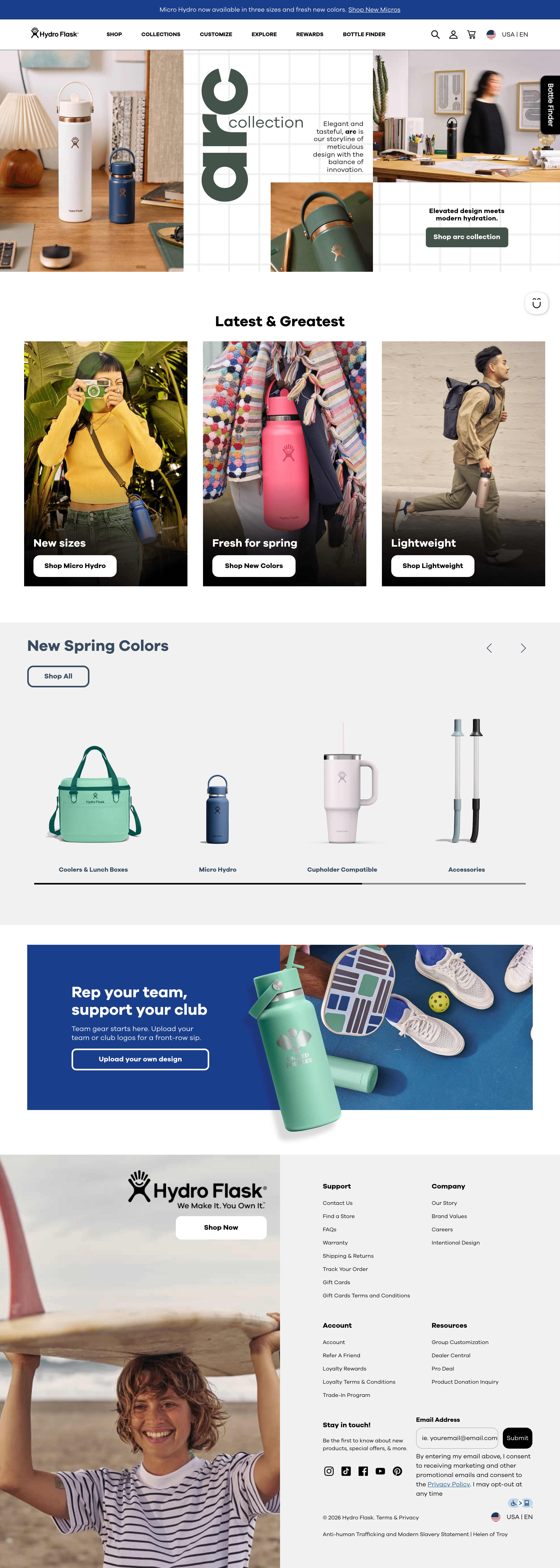 Hydroflask landing page screenshot