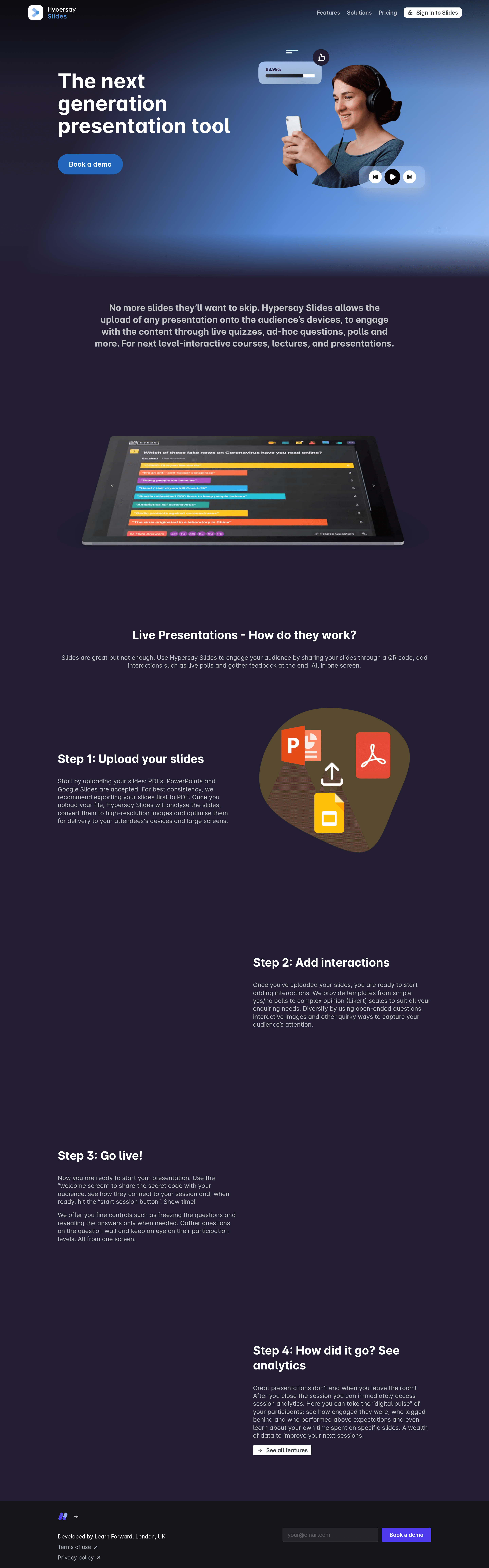 Hypersay landing page screenshot