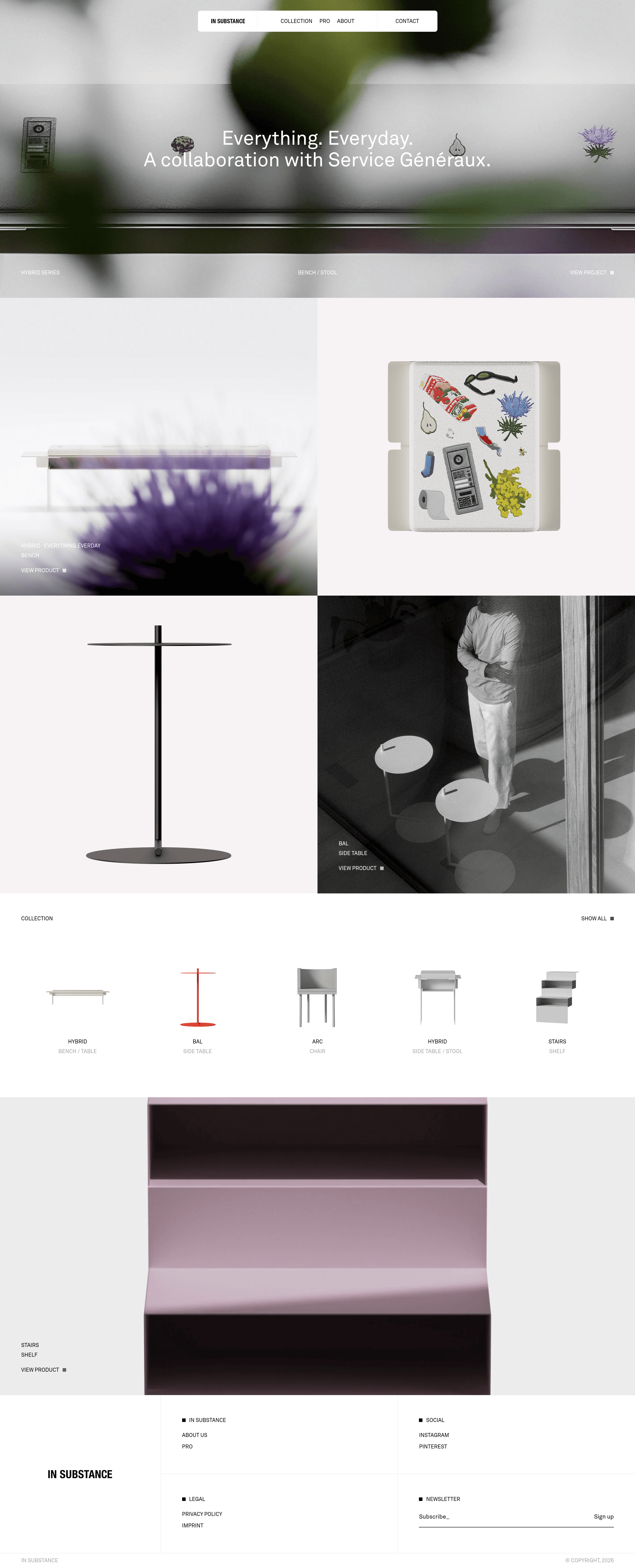 In Substance landing page screenshot