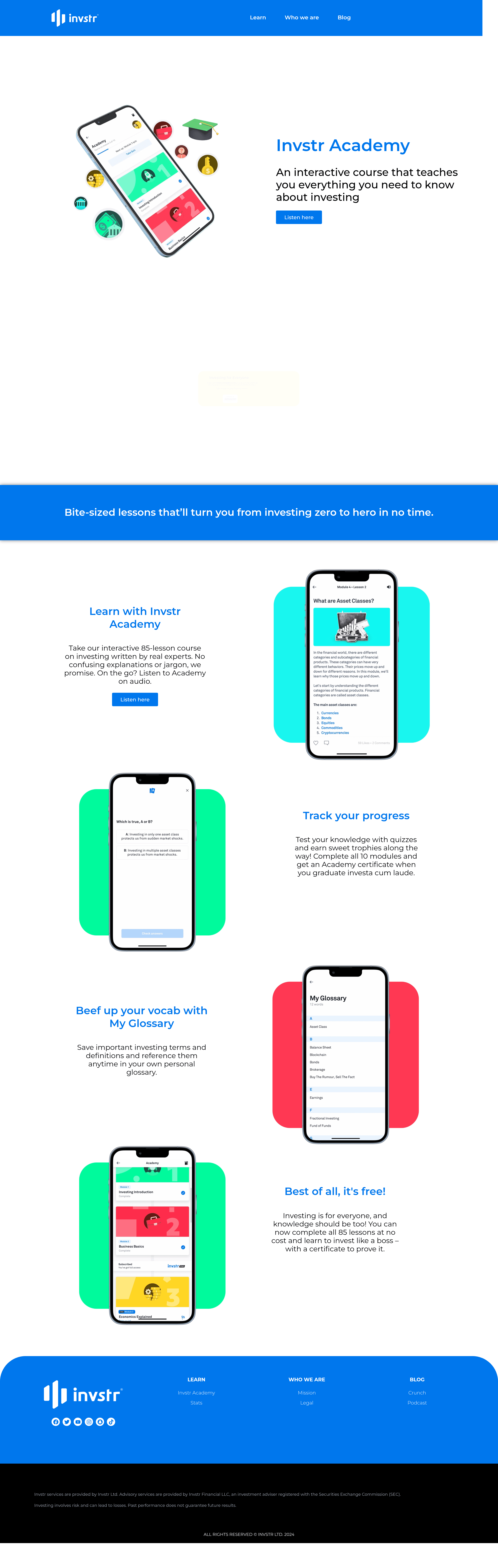 invstr landing page screenshot