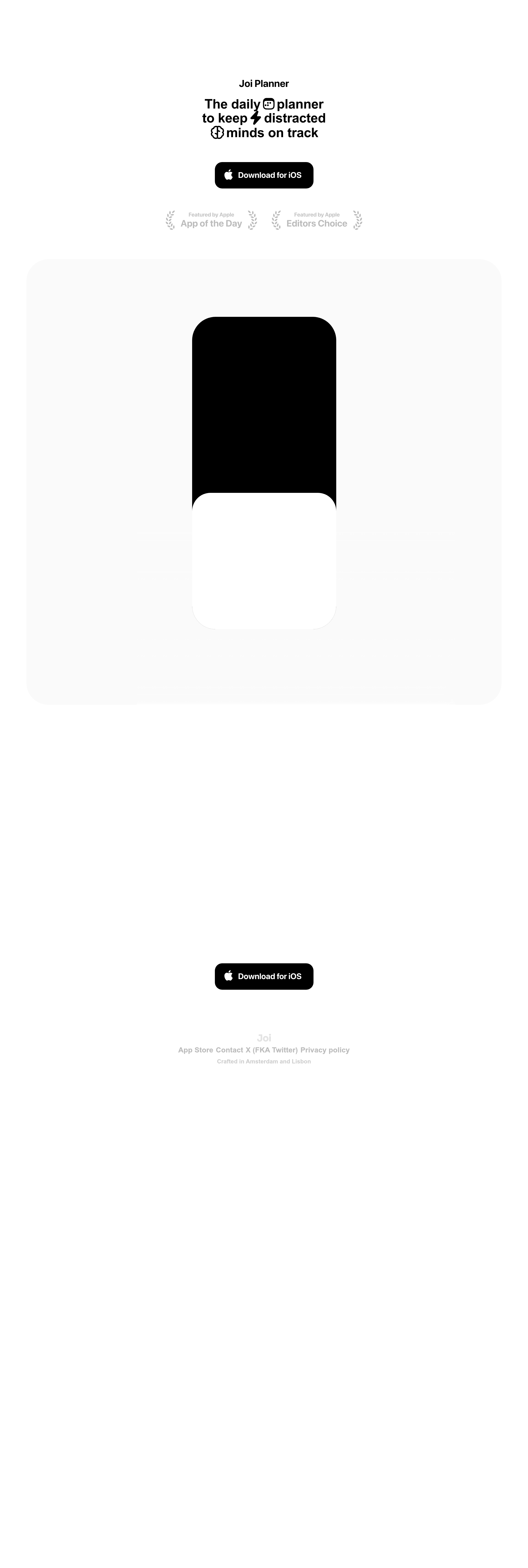 Joi Planner landing page screenshot