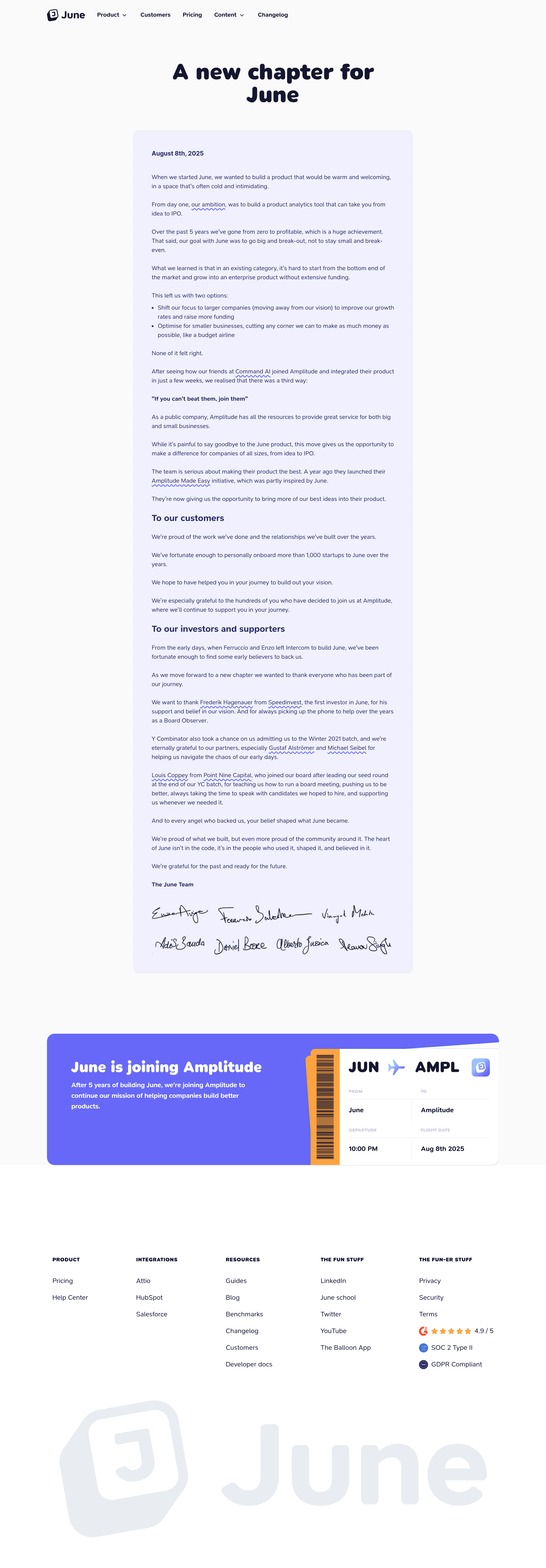 June AI landing page screenshot