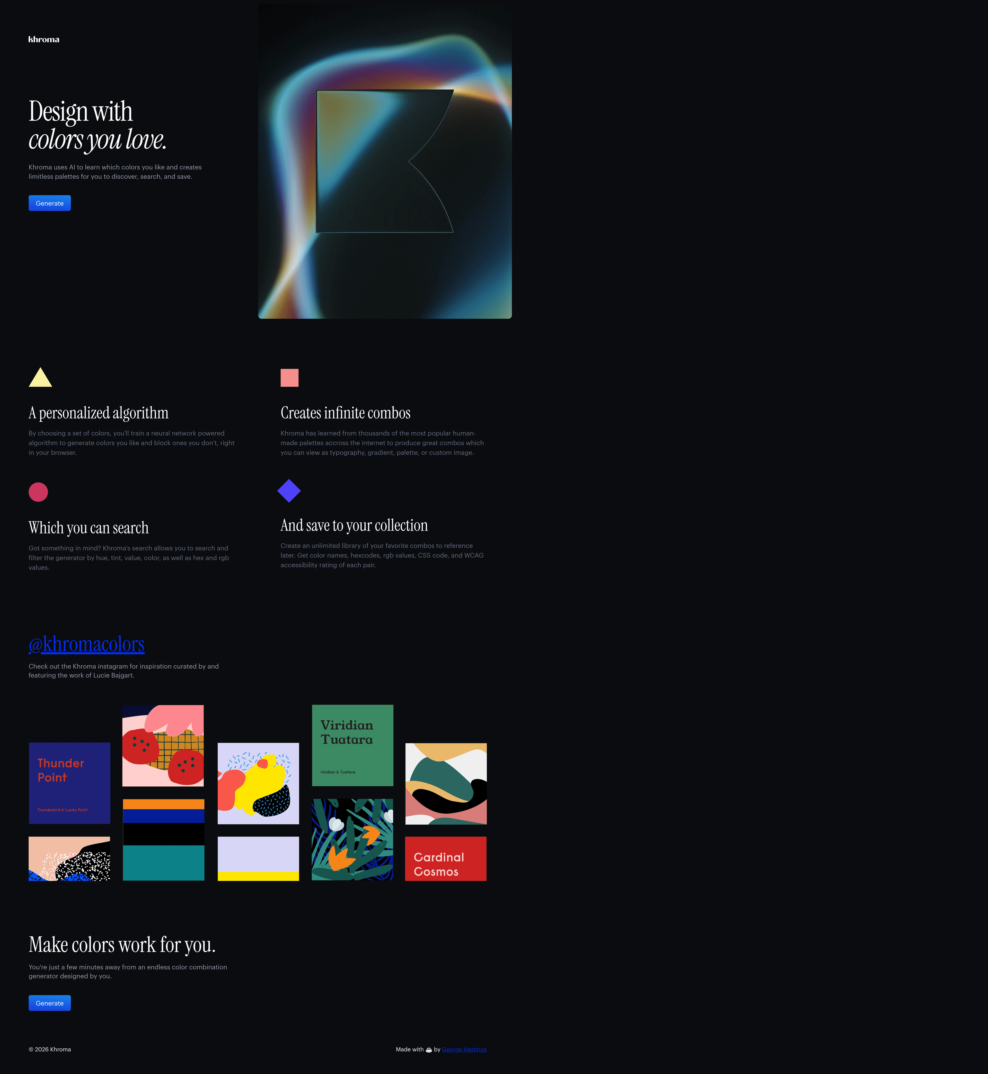 Khroma landing page screenshot