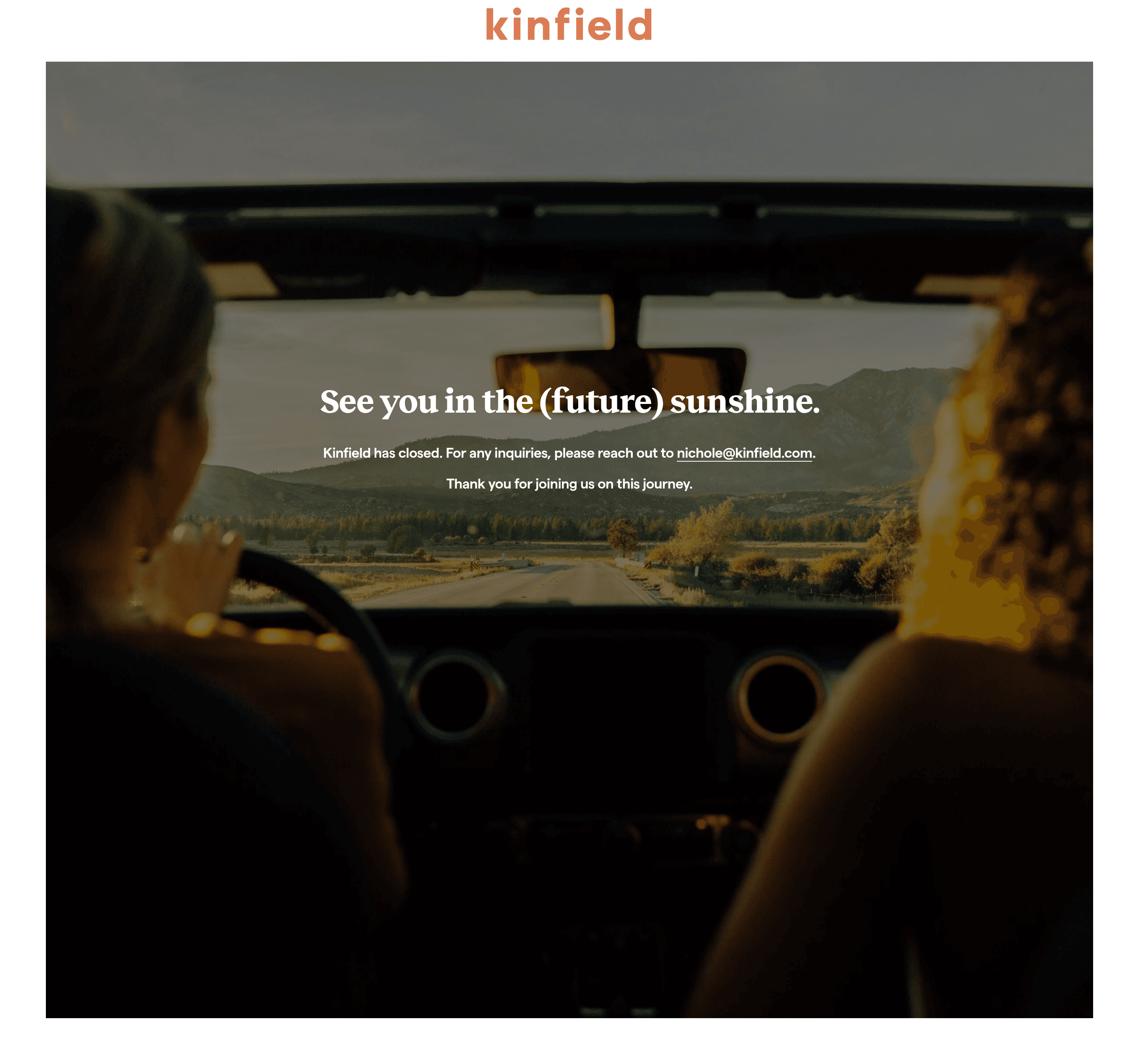 Kinfield landing page screenshot