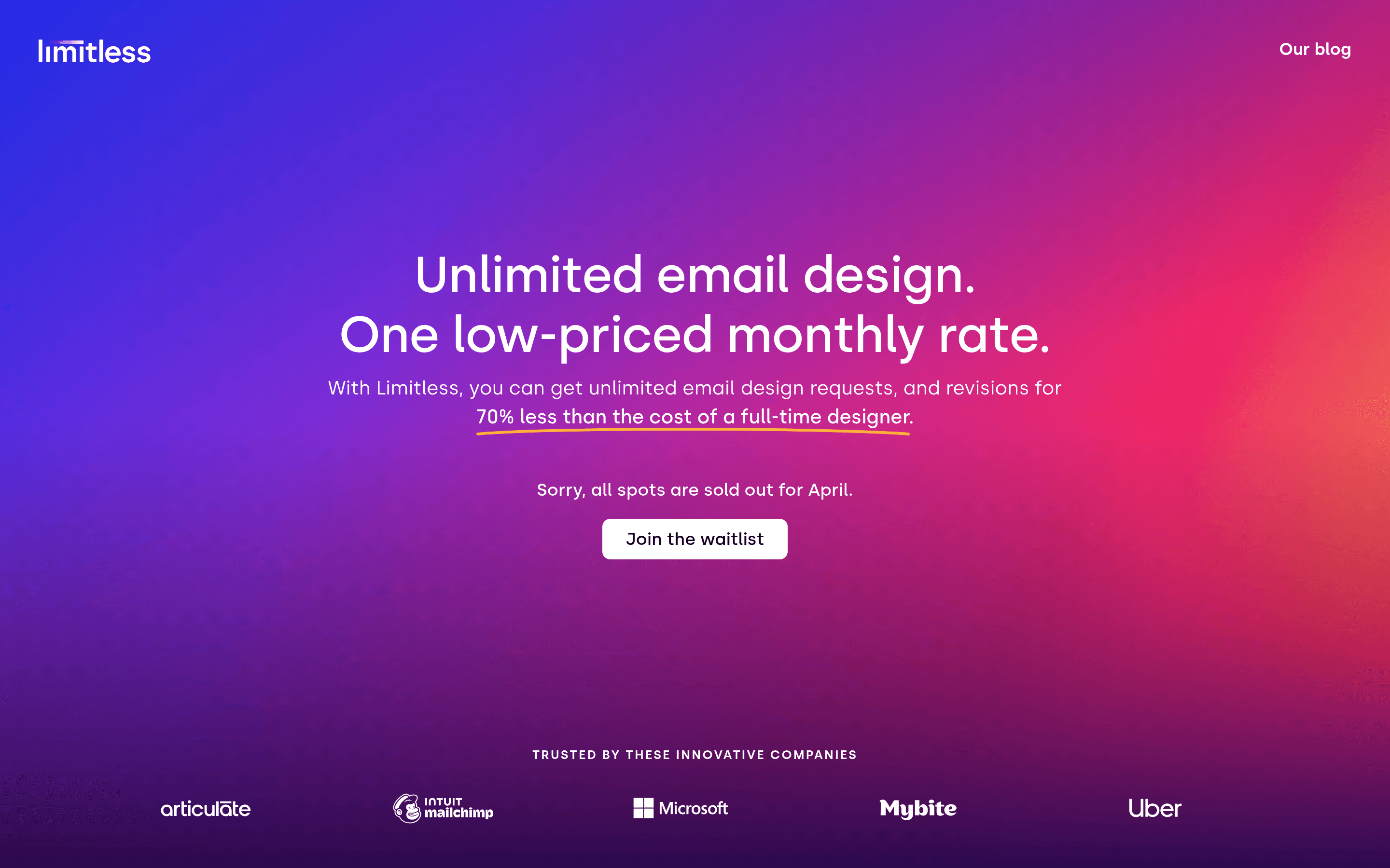 Limitless landing page screenshot