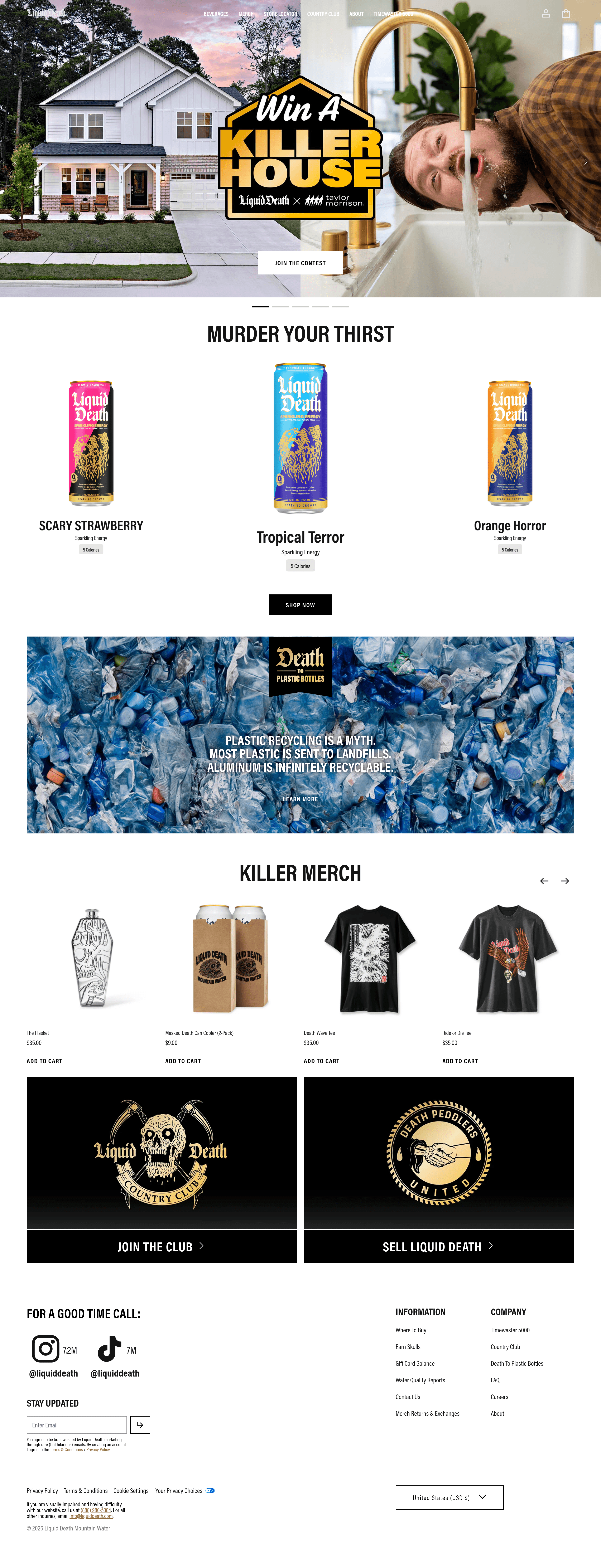 Liquid Death landing page screenshot