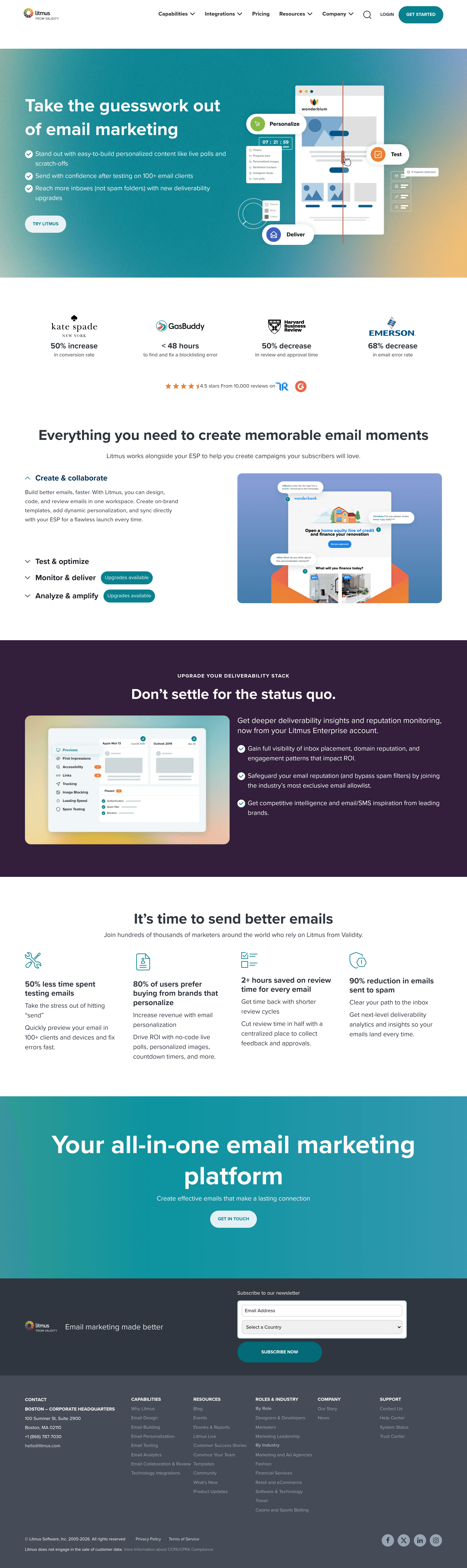 Litmus landing page screenshot
