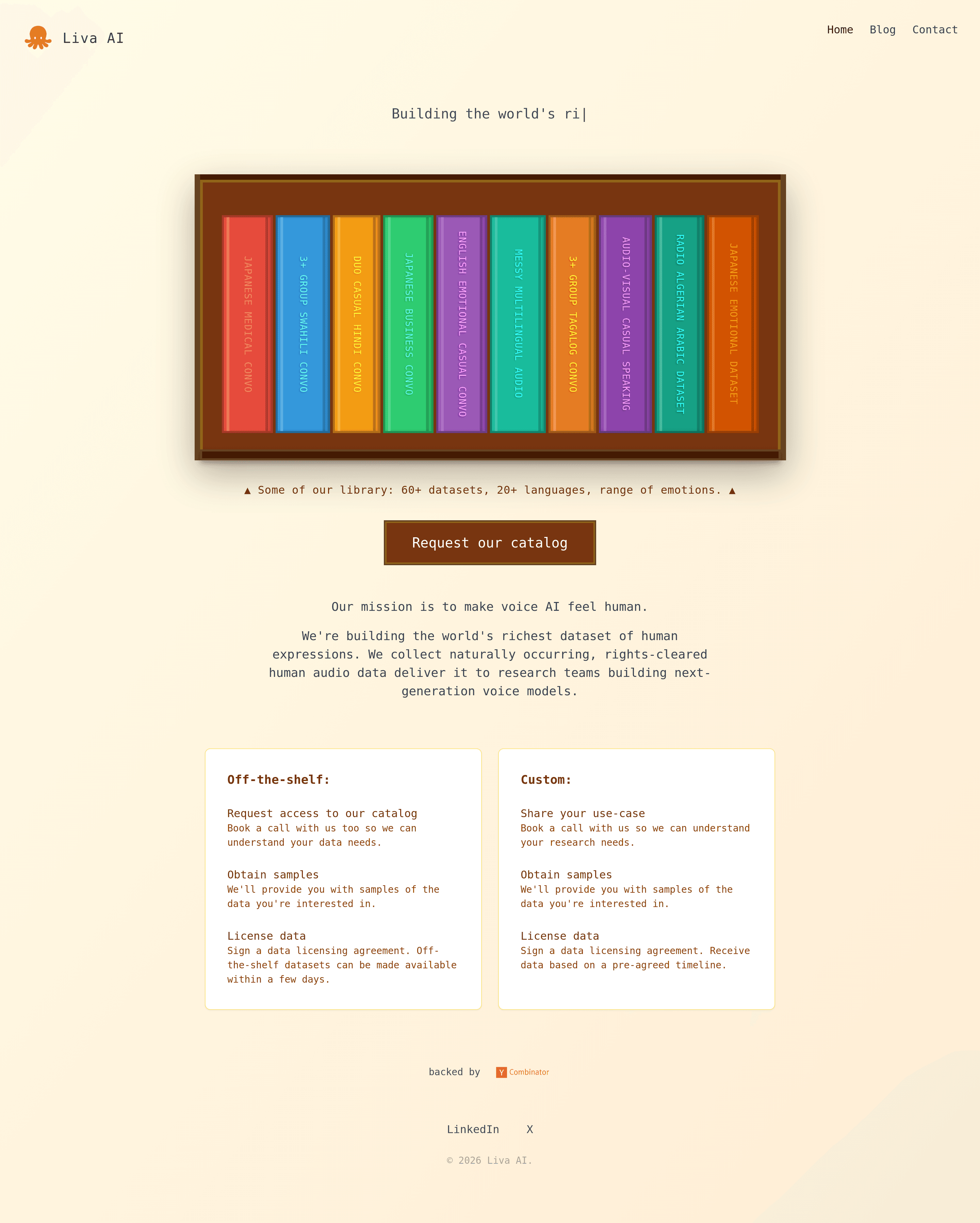 Liva AI landing page screenshot