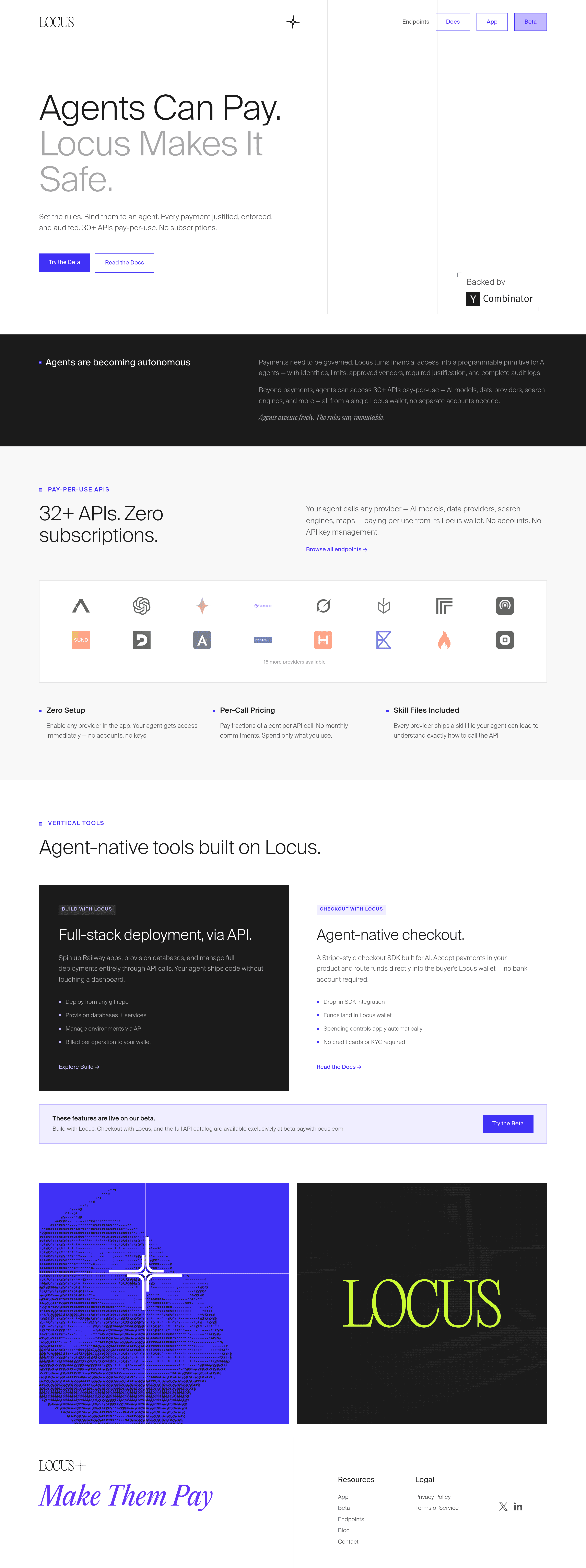 Locus landing page screenshot