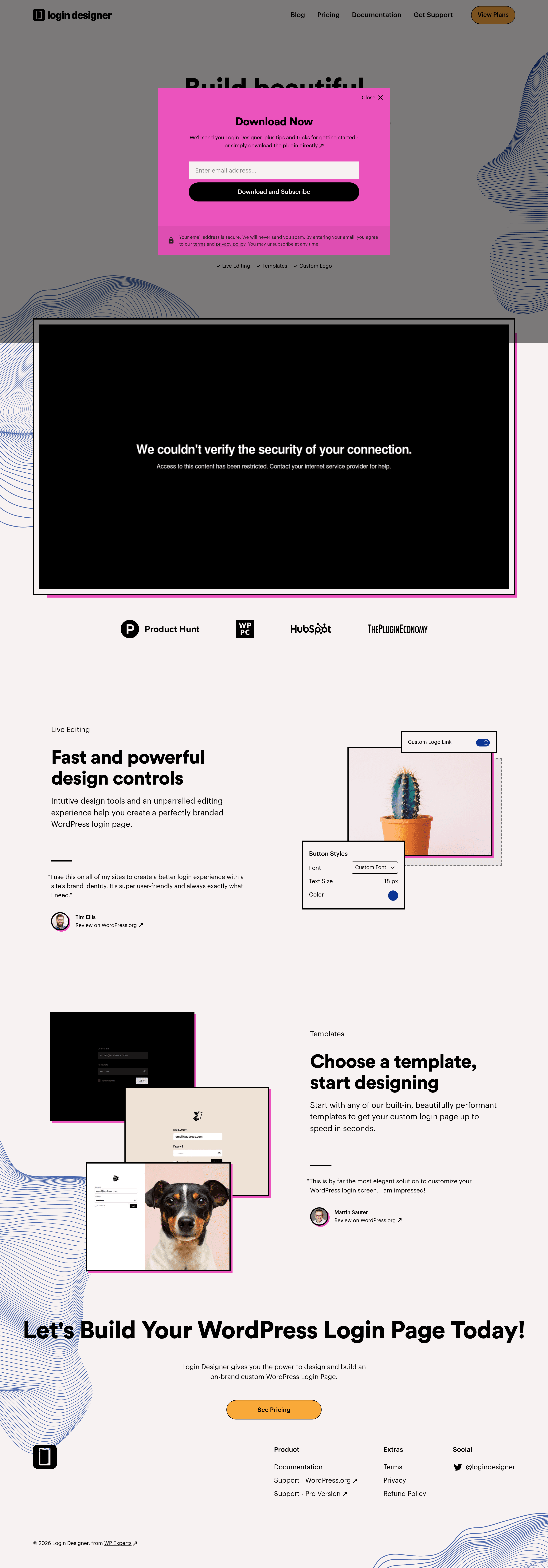 Logindesigner landing page screenshot
