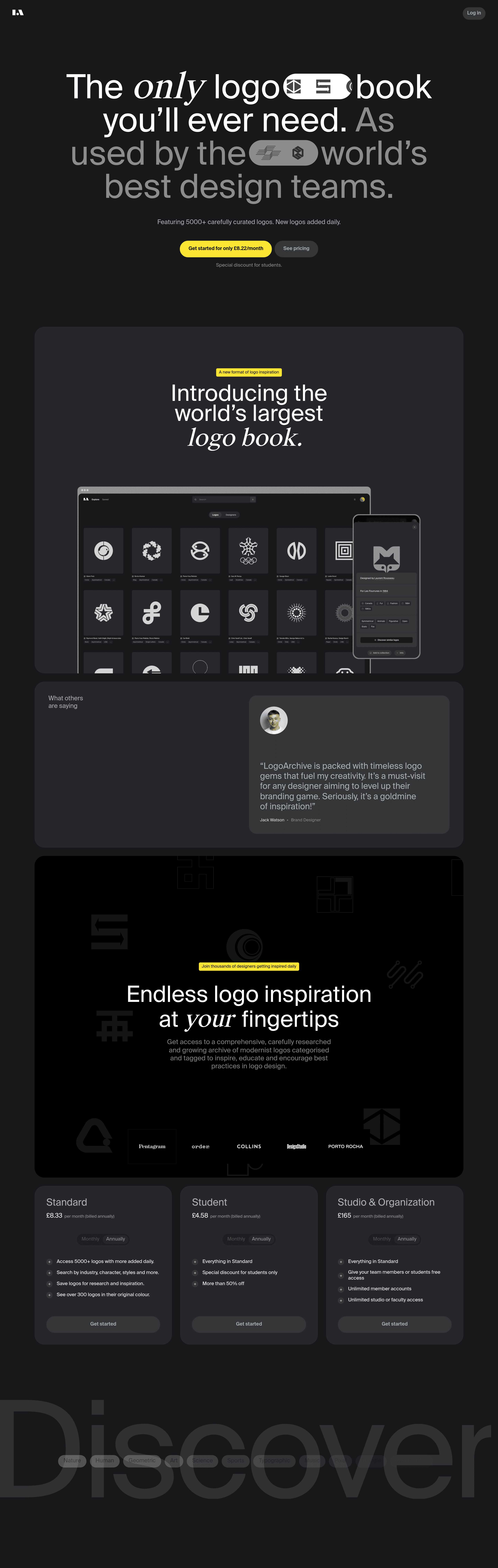 Logo Archive landing page screenshot