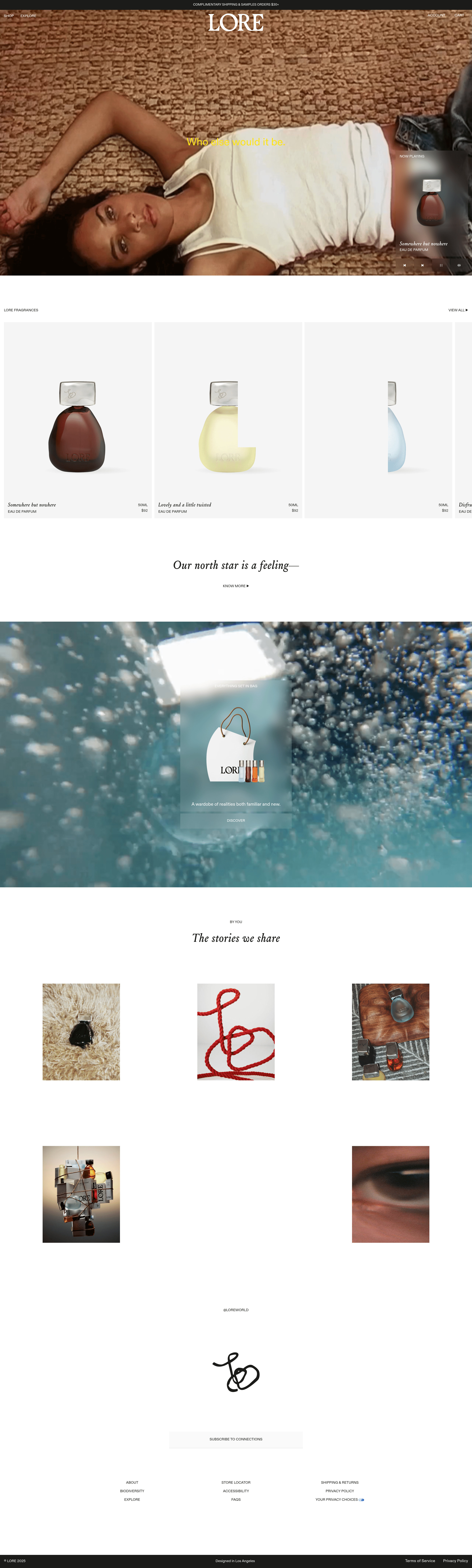 LORE Website Design landing page screenshot