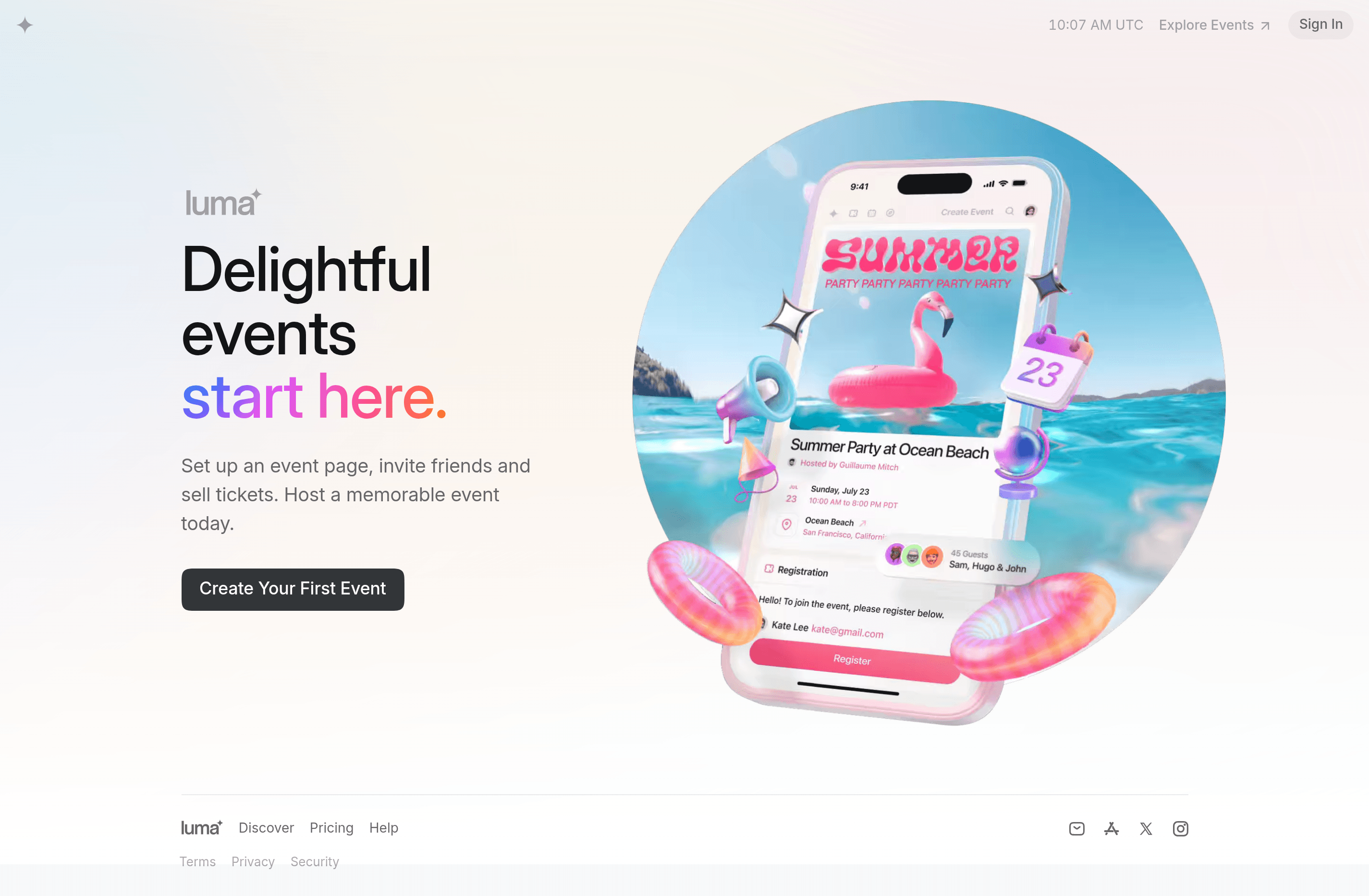 Lu landing page screenshot