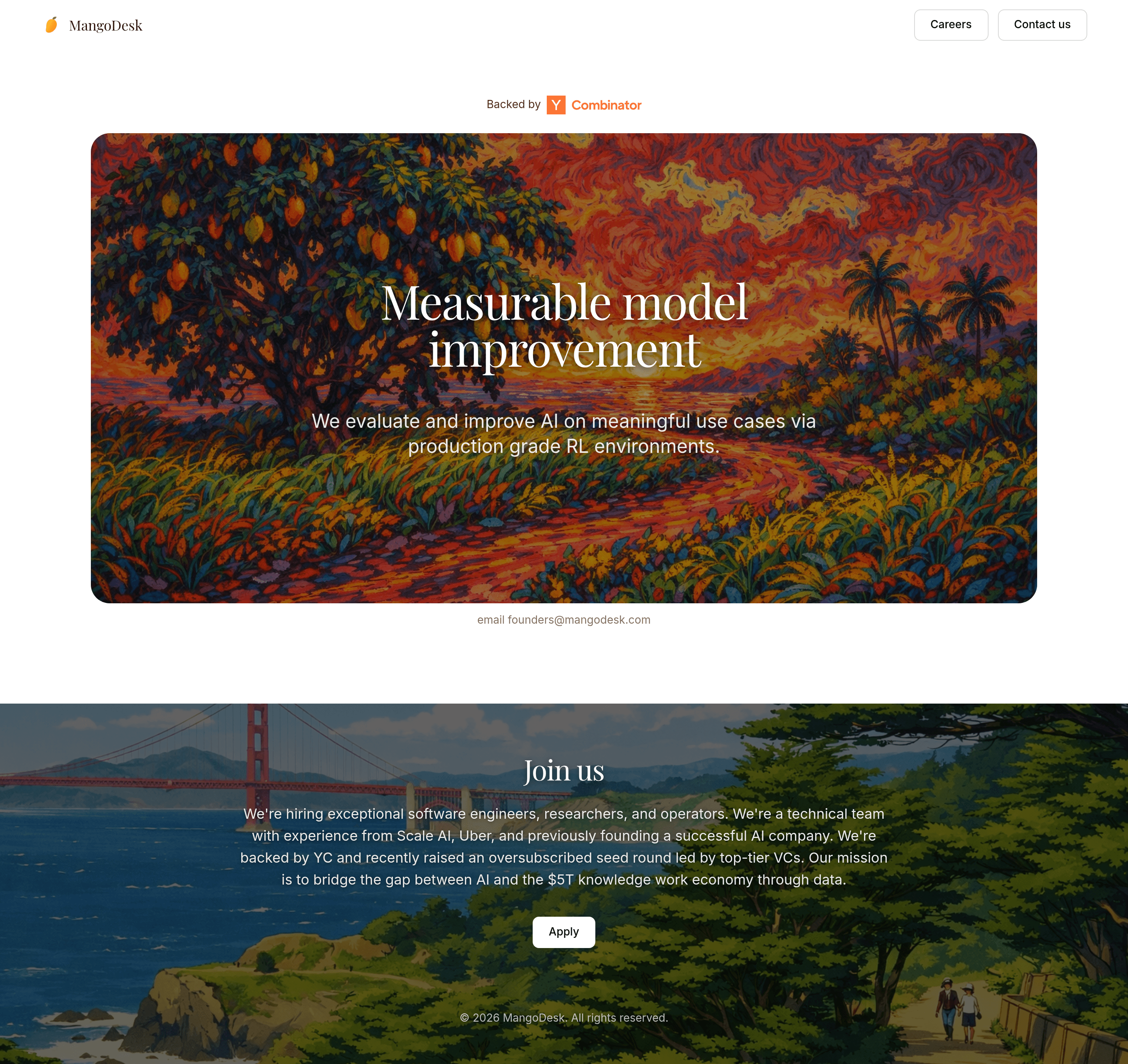 MangoDesk landing page screenshot