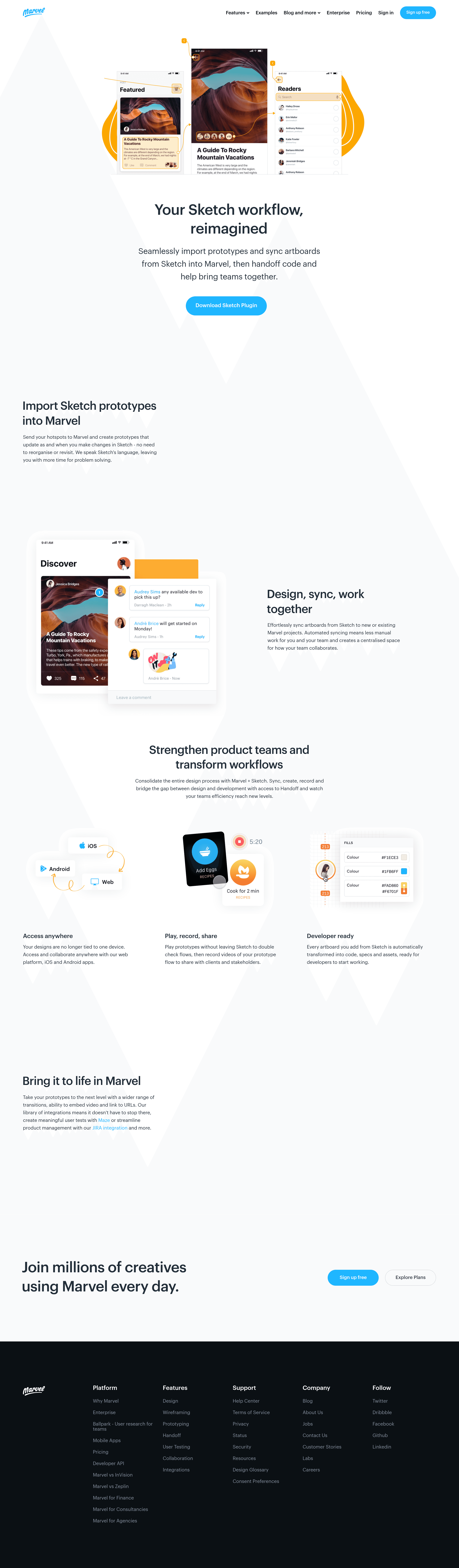 Marvelapp landing page screenshot