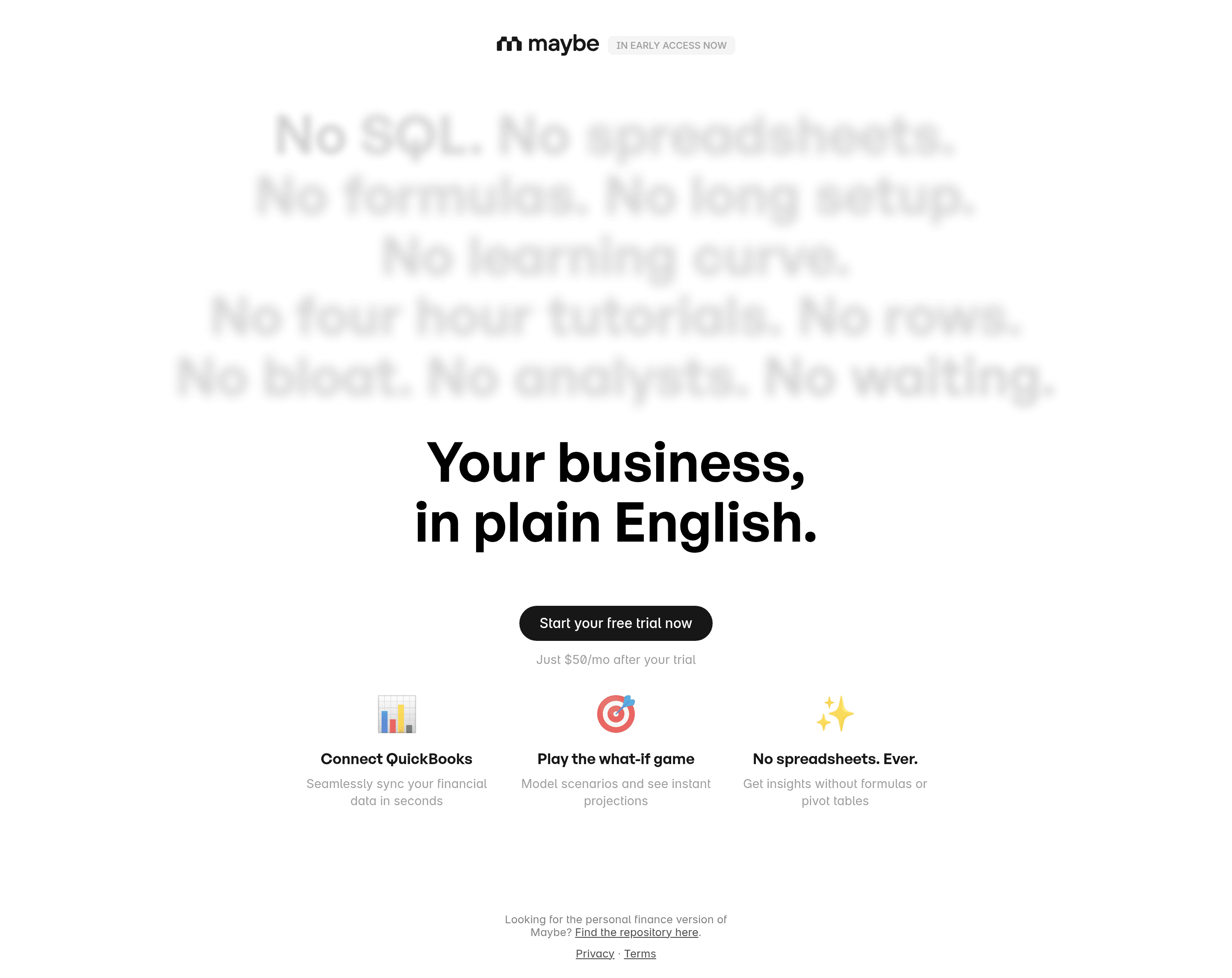 Maybe landing page screenshot