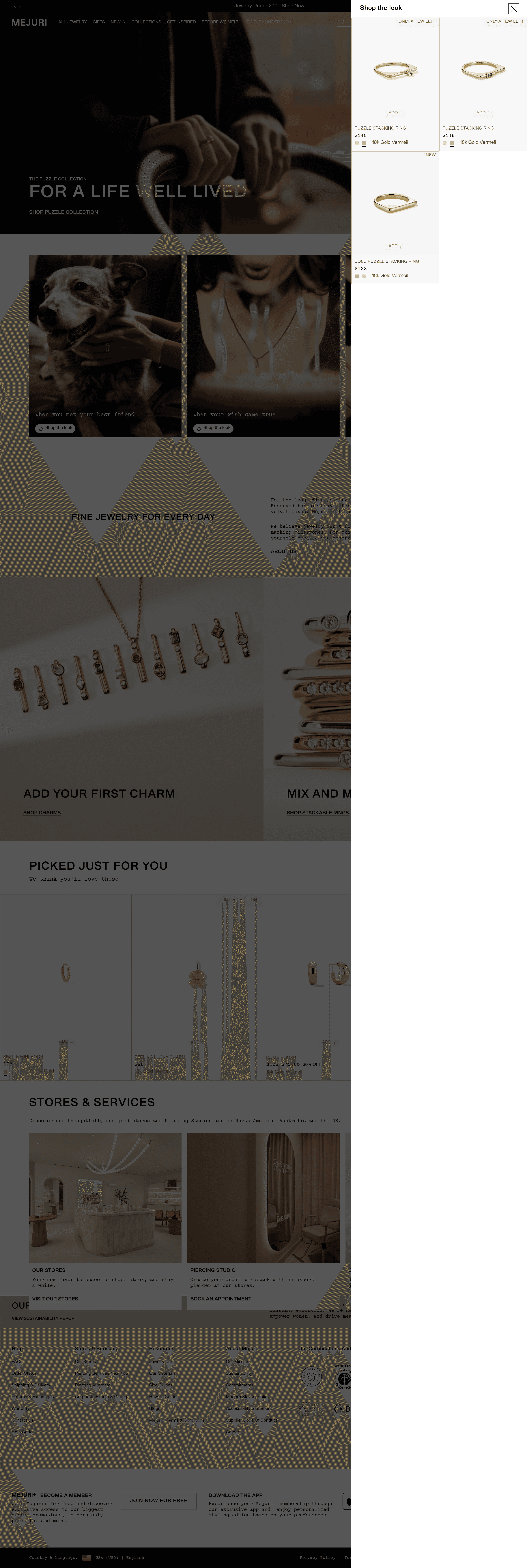 Mejuri landing page screenshot