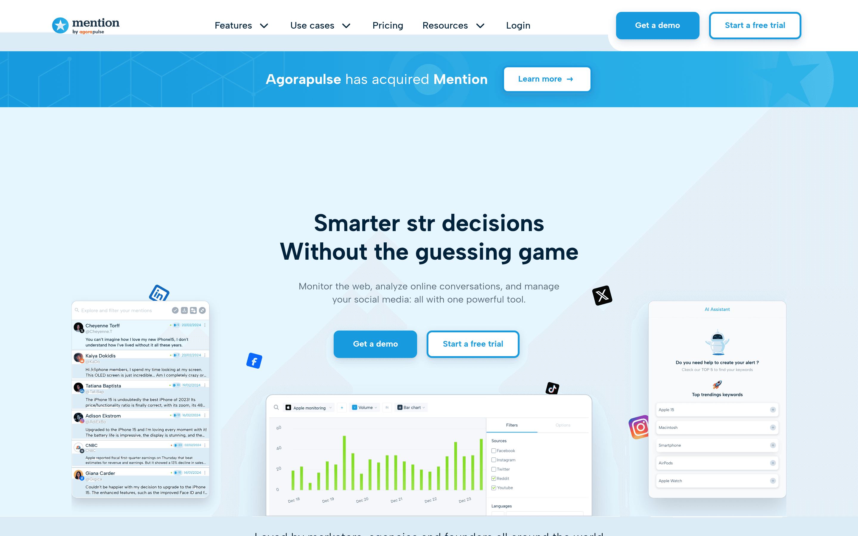 Mention landing page screenshot