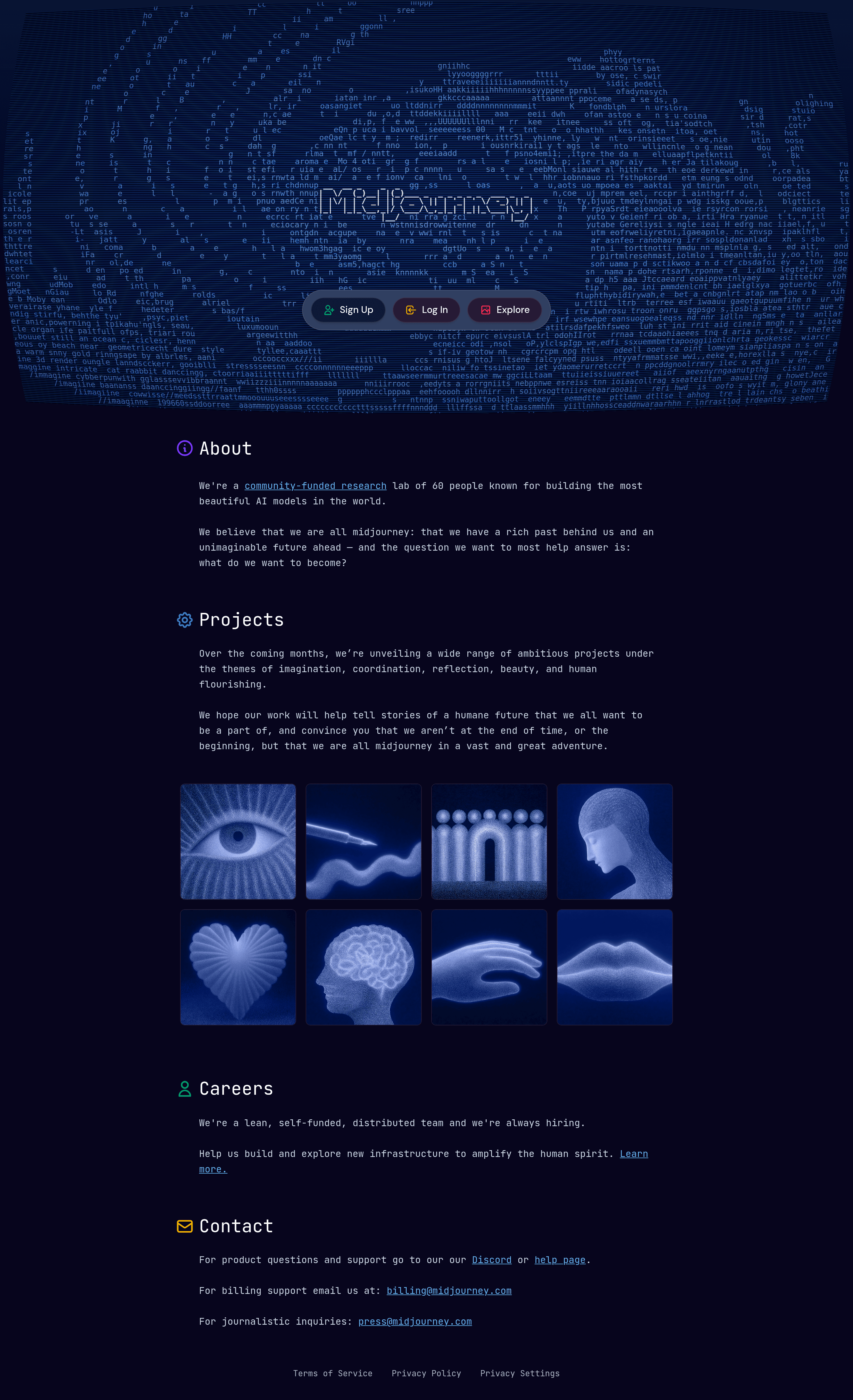 Midjourney landing page screenshot