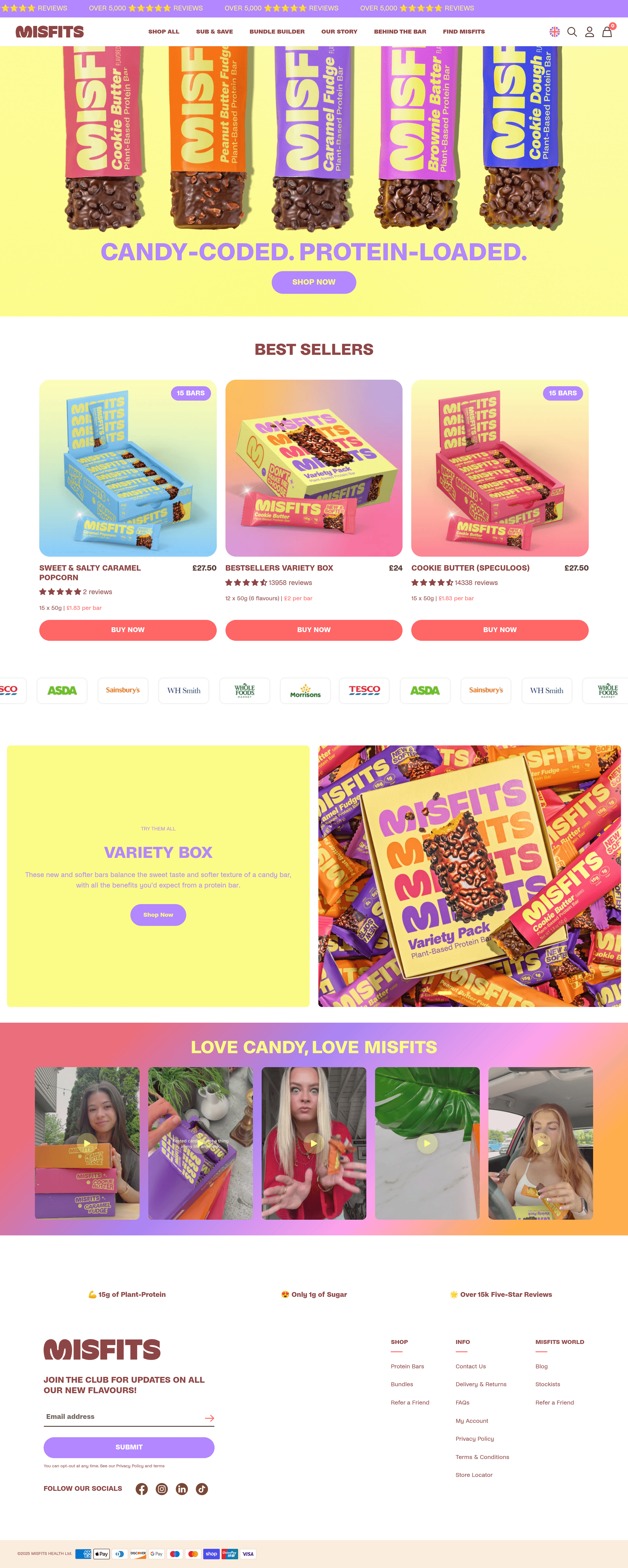 Misfits landing page screenshot