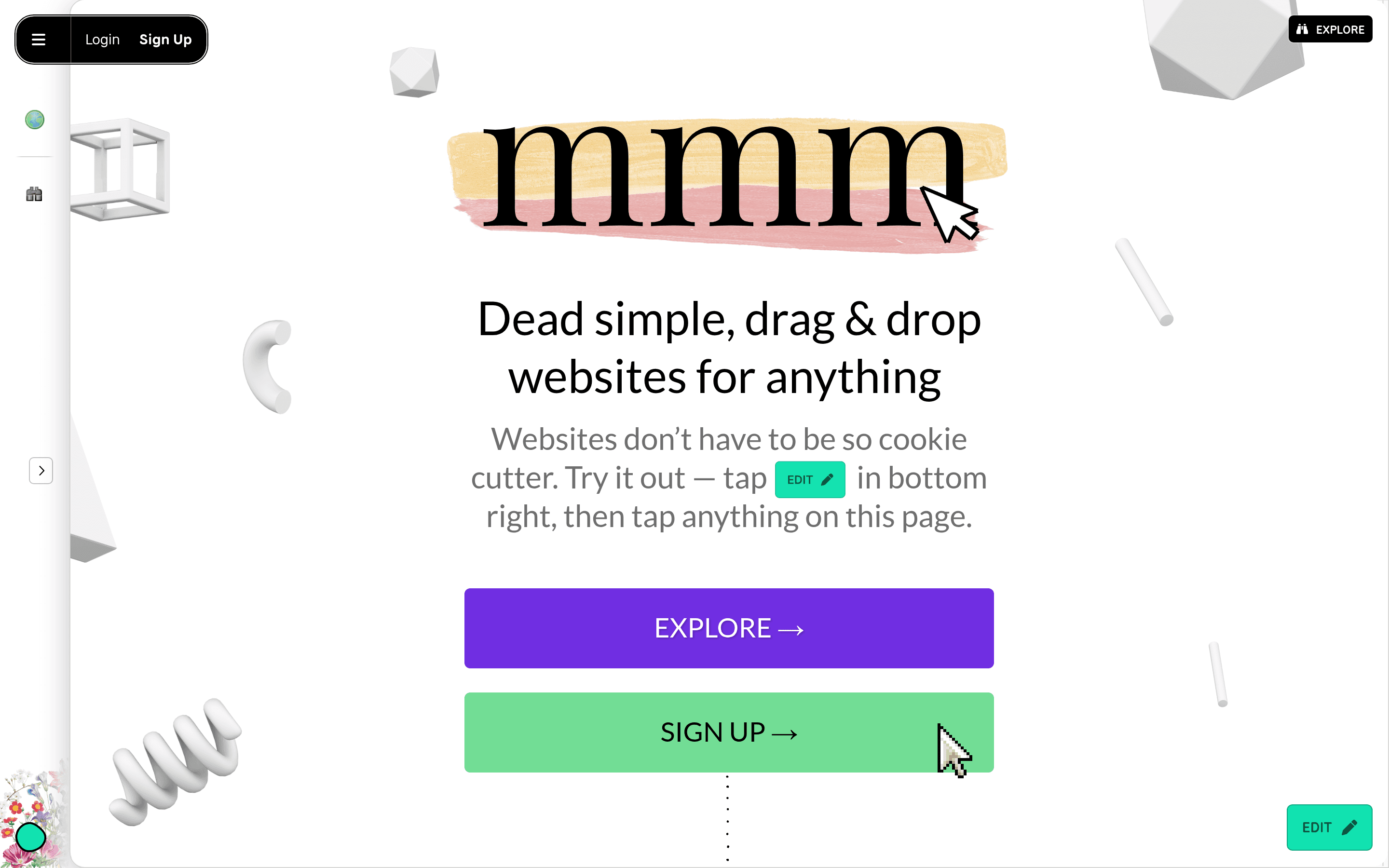 mmm landing page screenshot