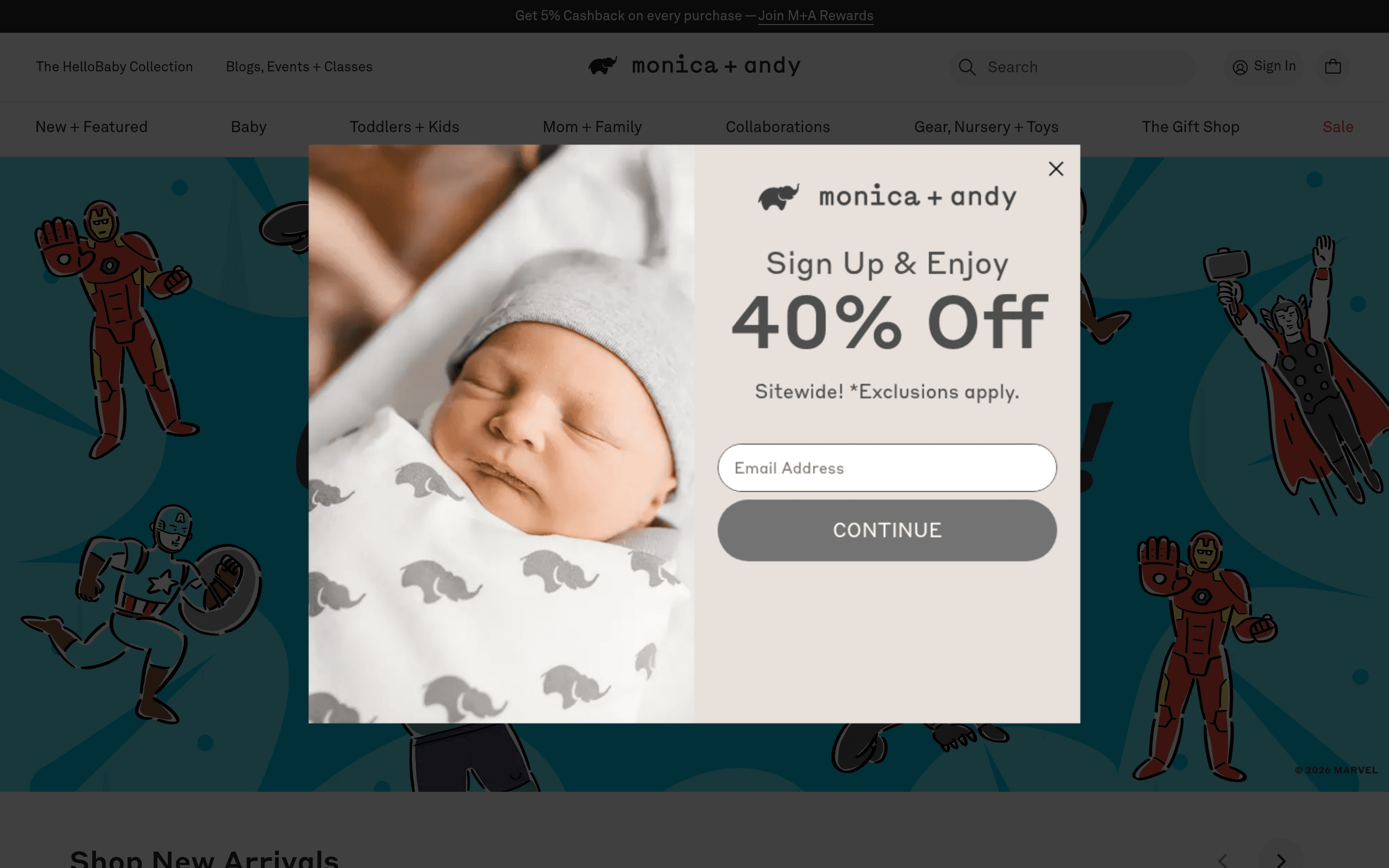 Monica + Andy landing page screenshot