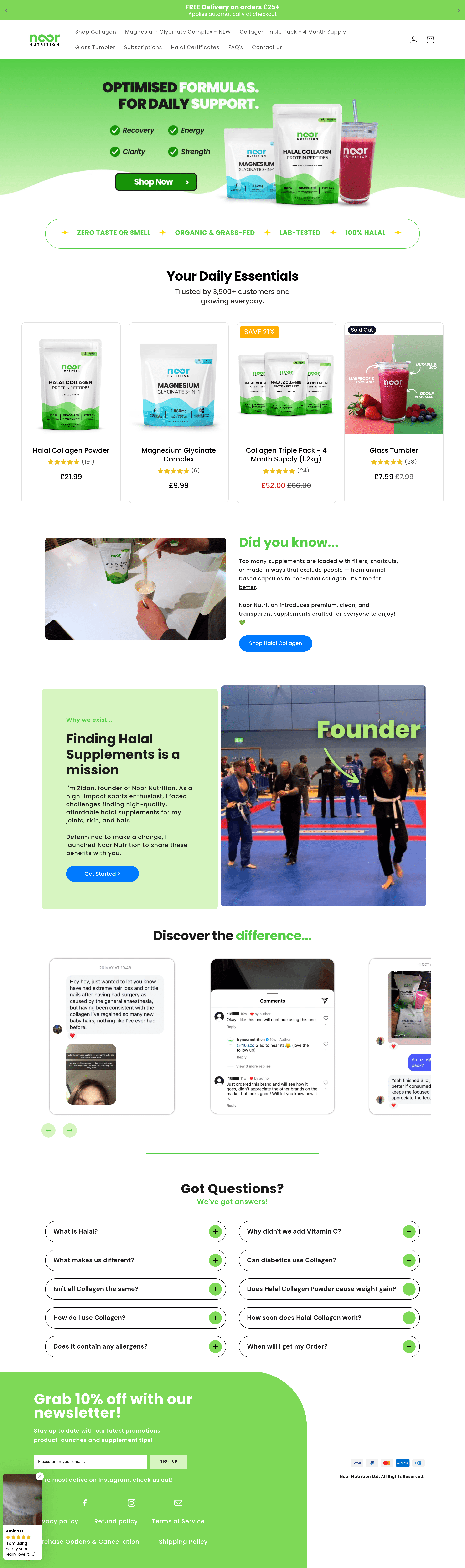 Noornutrition landing page screenshot