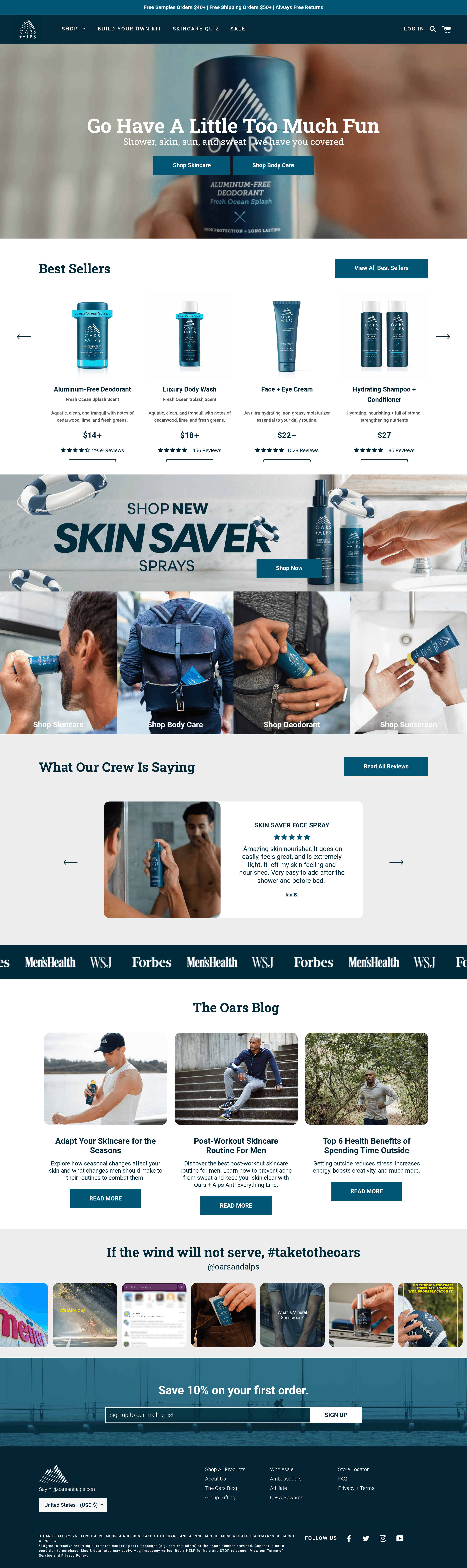Oars+Alps landing page screenshot