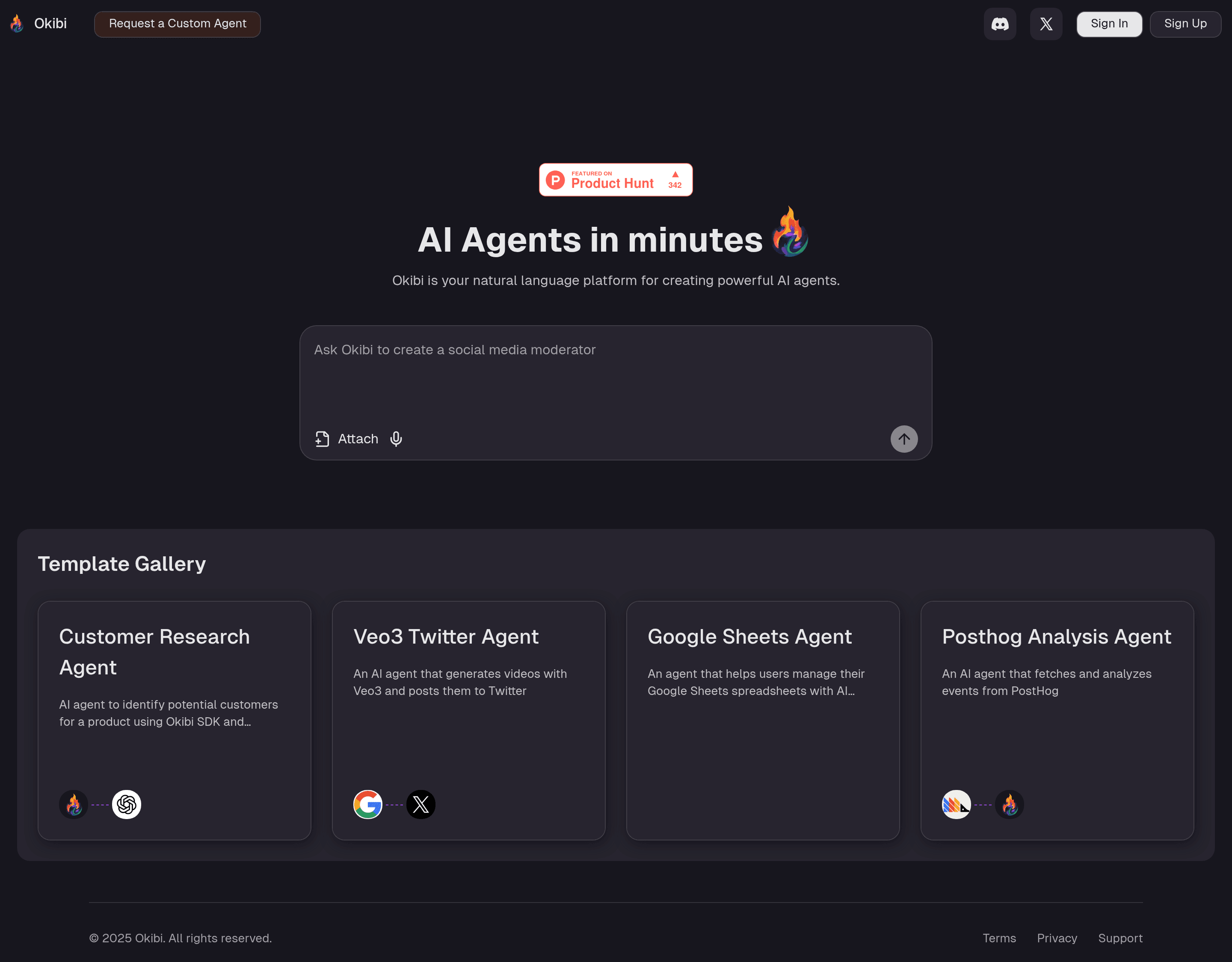Okibi landing page screenshot