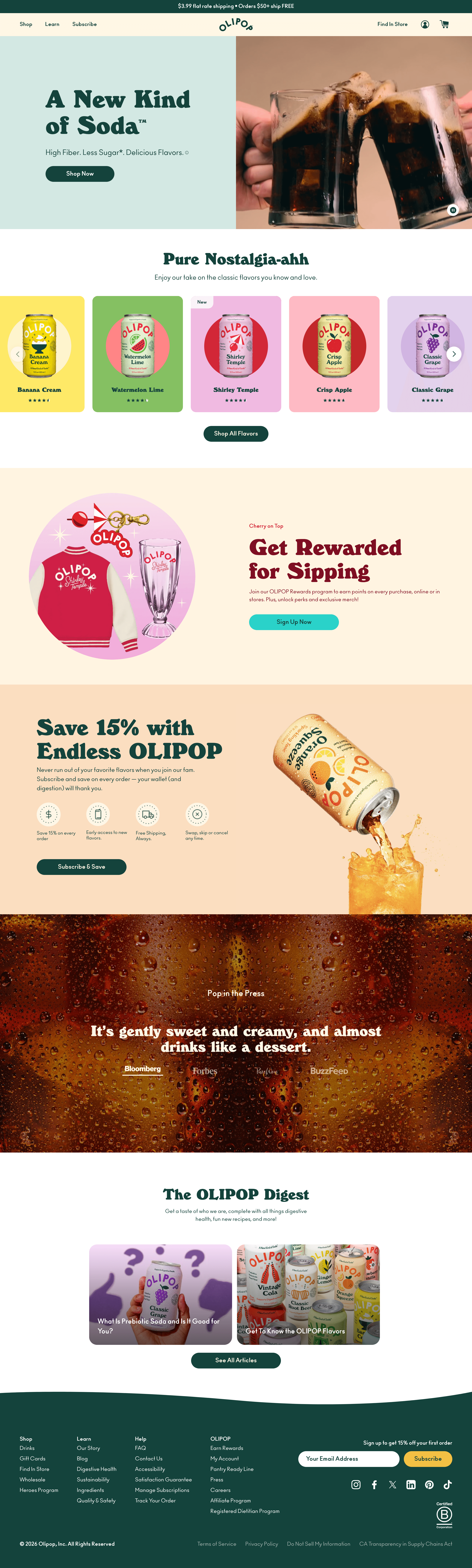 Olipop landing page screenshot