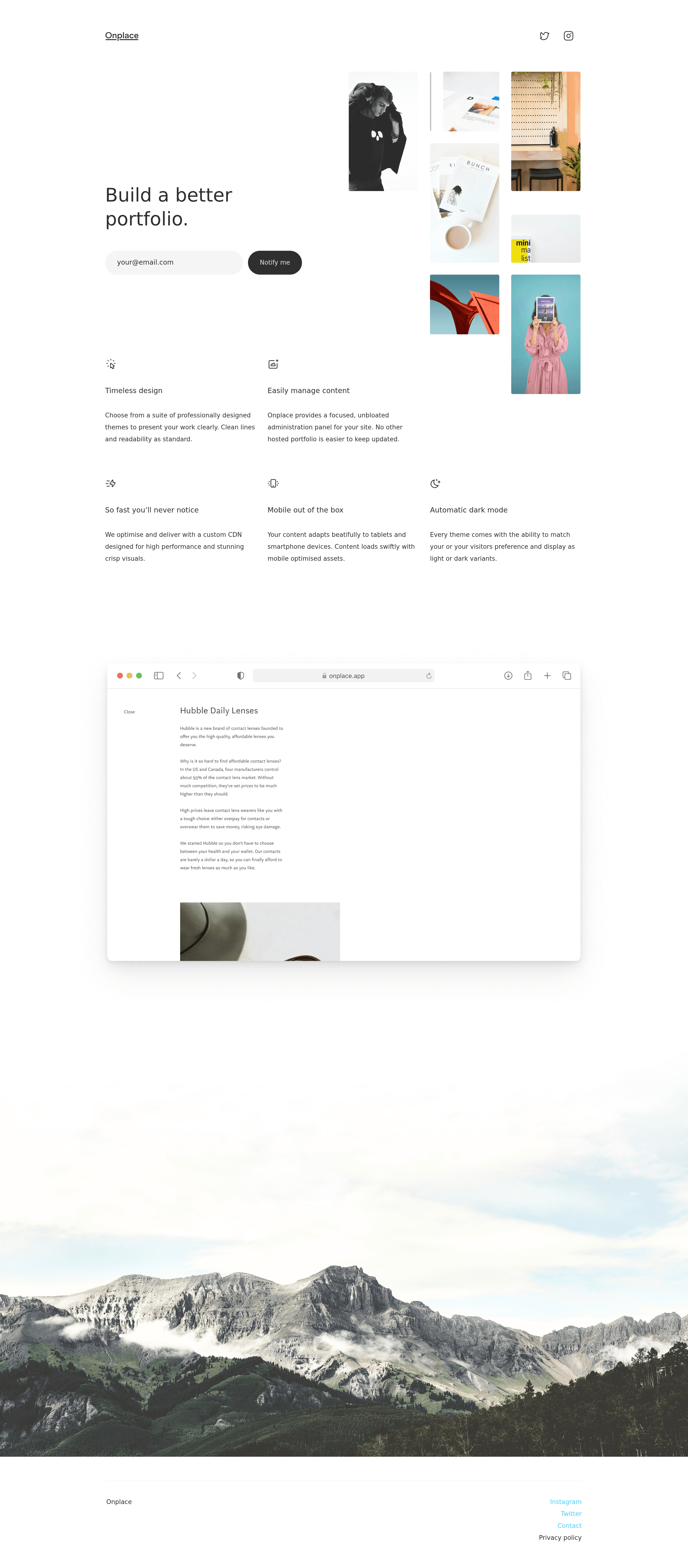 Onplace landing page screenshot