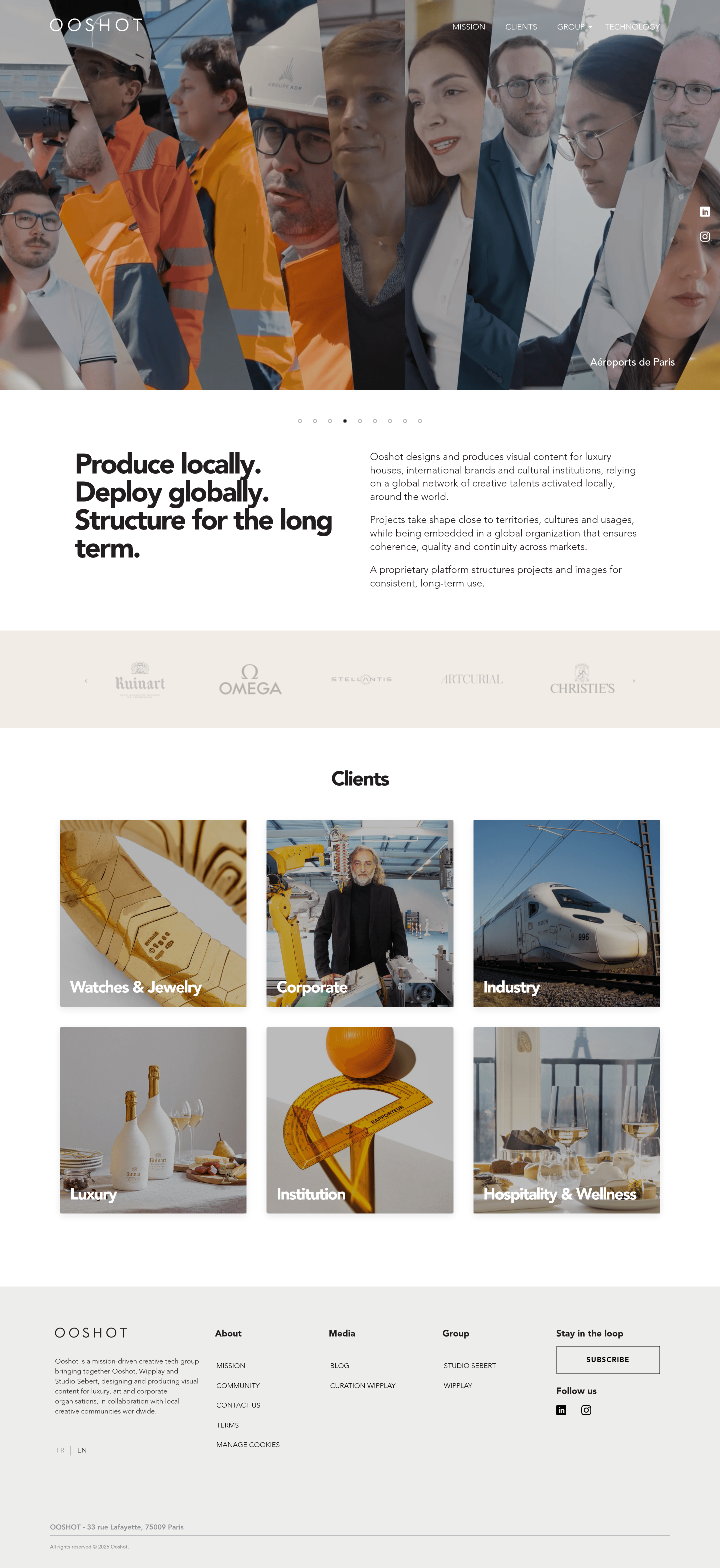 Ooshot landing page screenshot